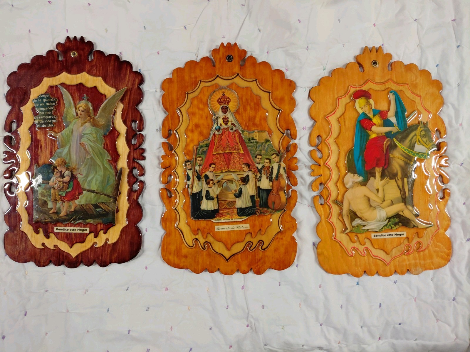Vintage Hand-Carved Wooden Religious Wall Plaques \ Vintage Hand-Carved Wooden Religious Wall Plaques \