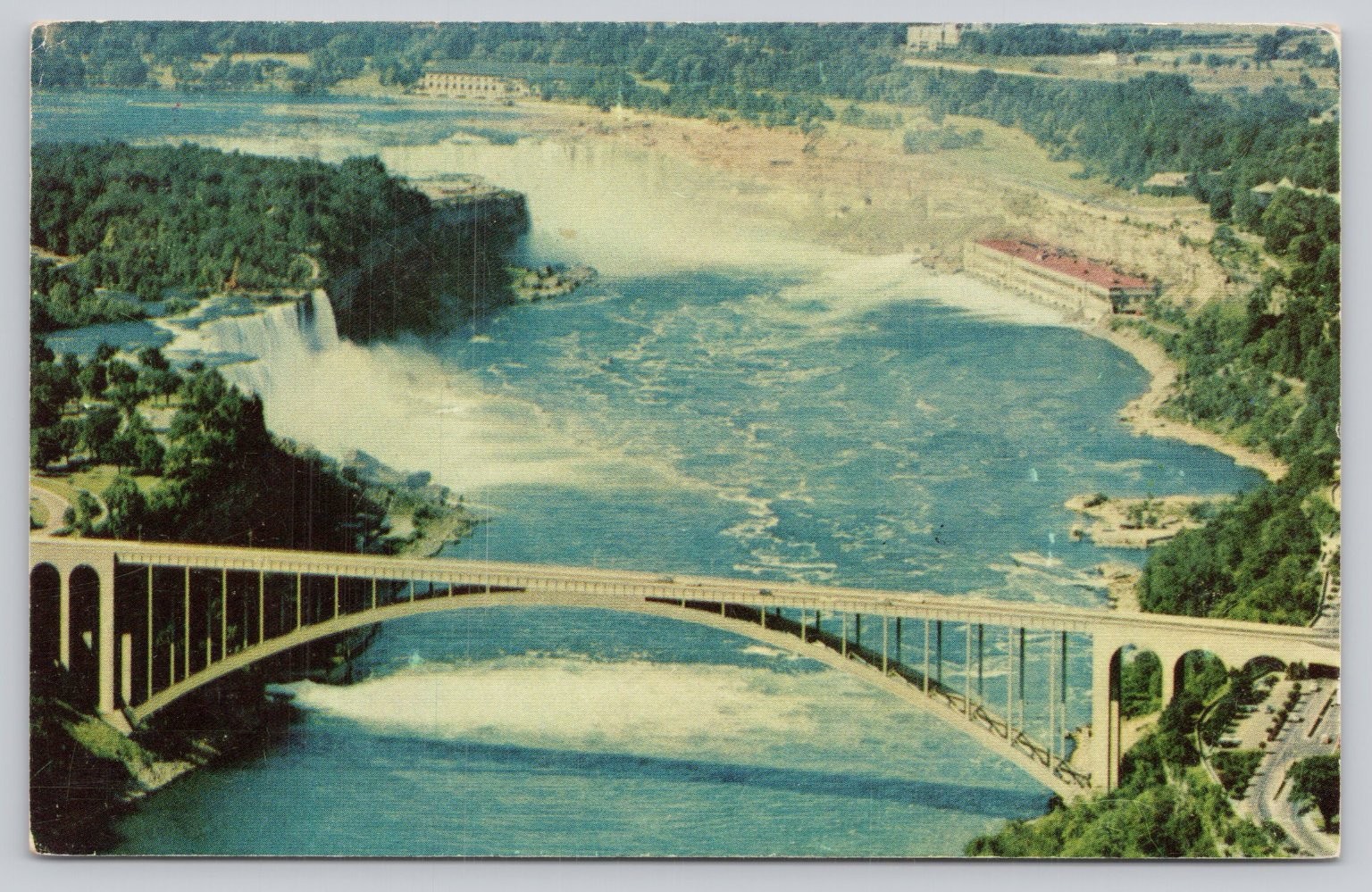 American Airlines Niagara Falls Rainbow Bridge 1957 Postcard American Airlines Niagara Falls Rainbow Bridge 1957 Postcard