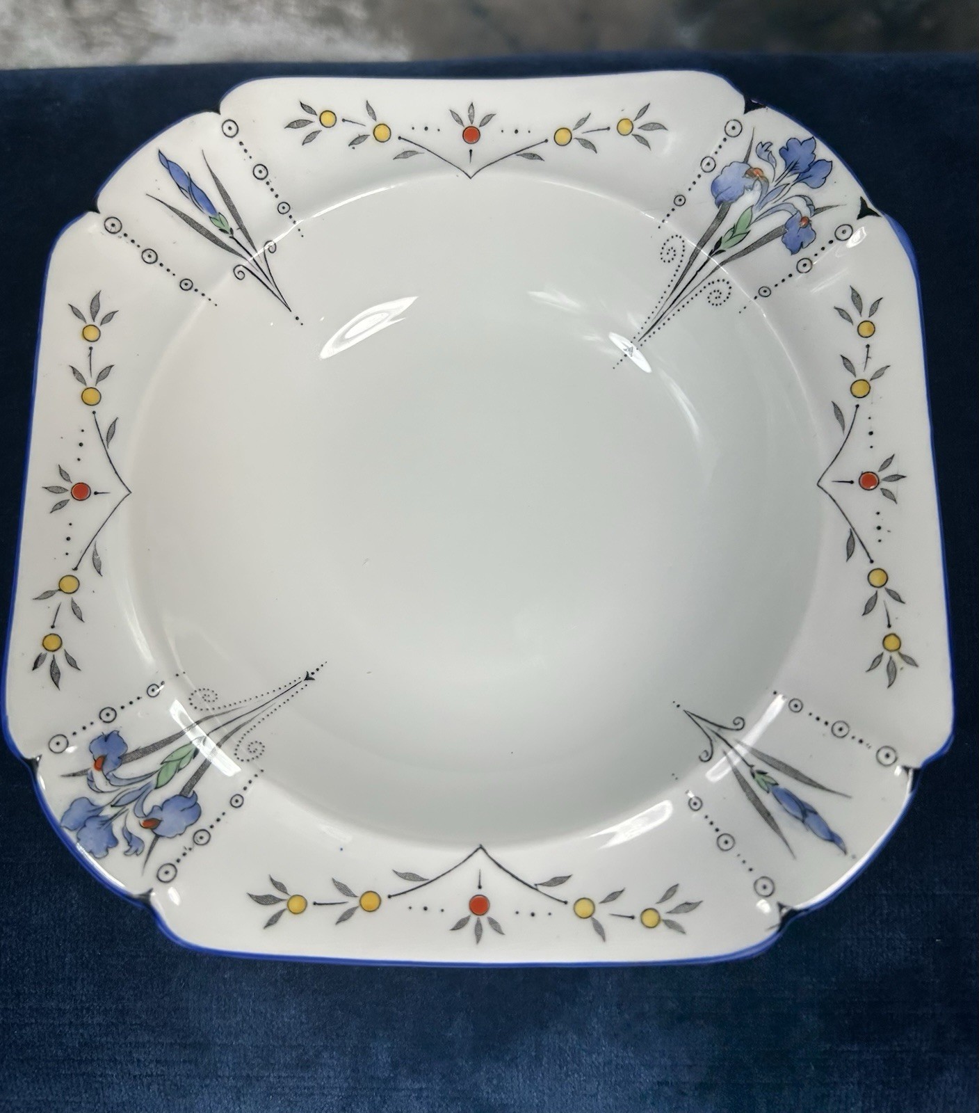 Shelley Queen Anne Blue Iris Set of 2 Cereal Bowls Made In England Shelley Queen Anne Blue Iris Set of 2 Cereal Bowls Made In England