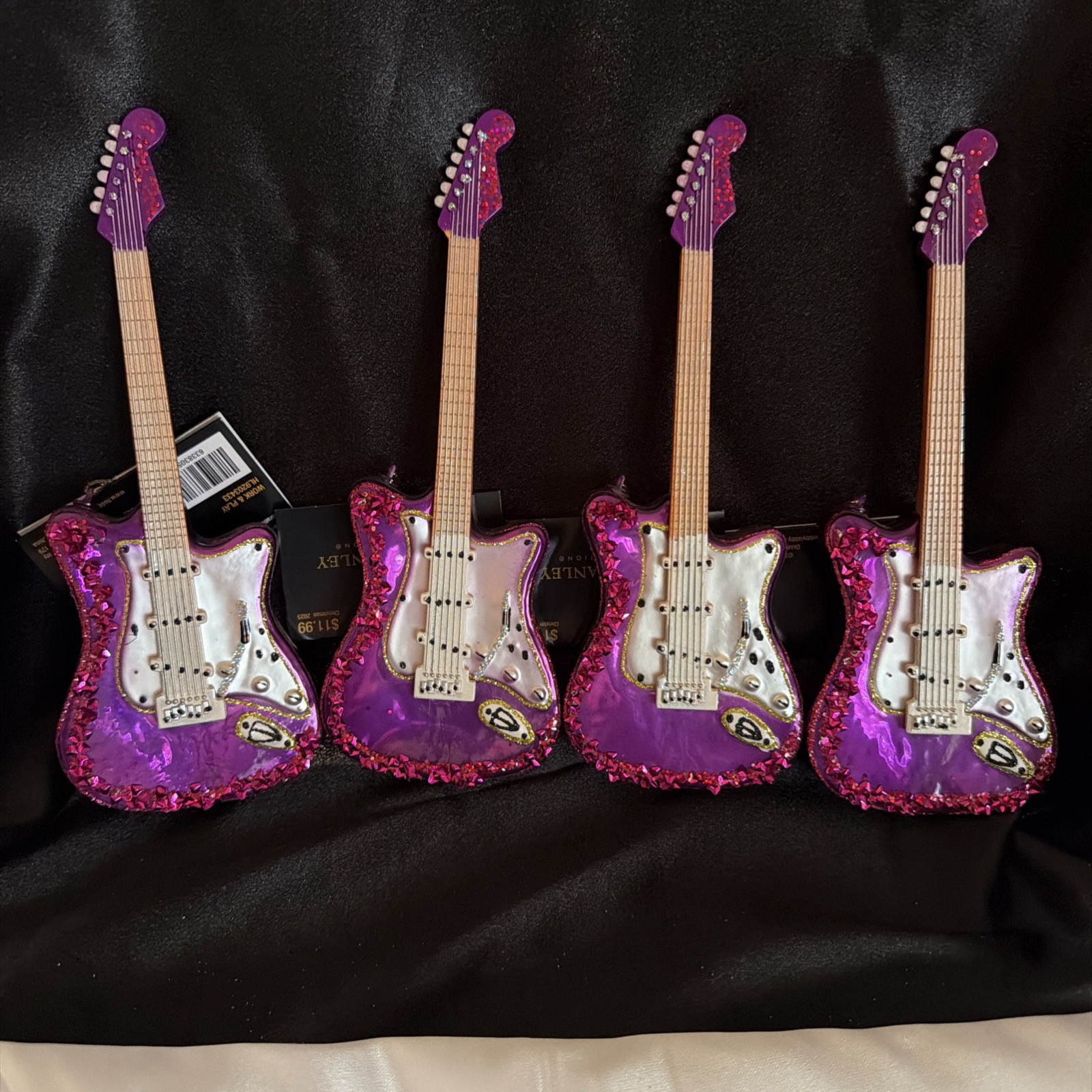 4 New Robert Stanley Pink Purple Electric Guitar Blown Glass Glitter 8\