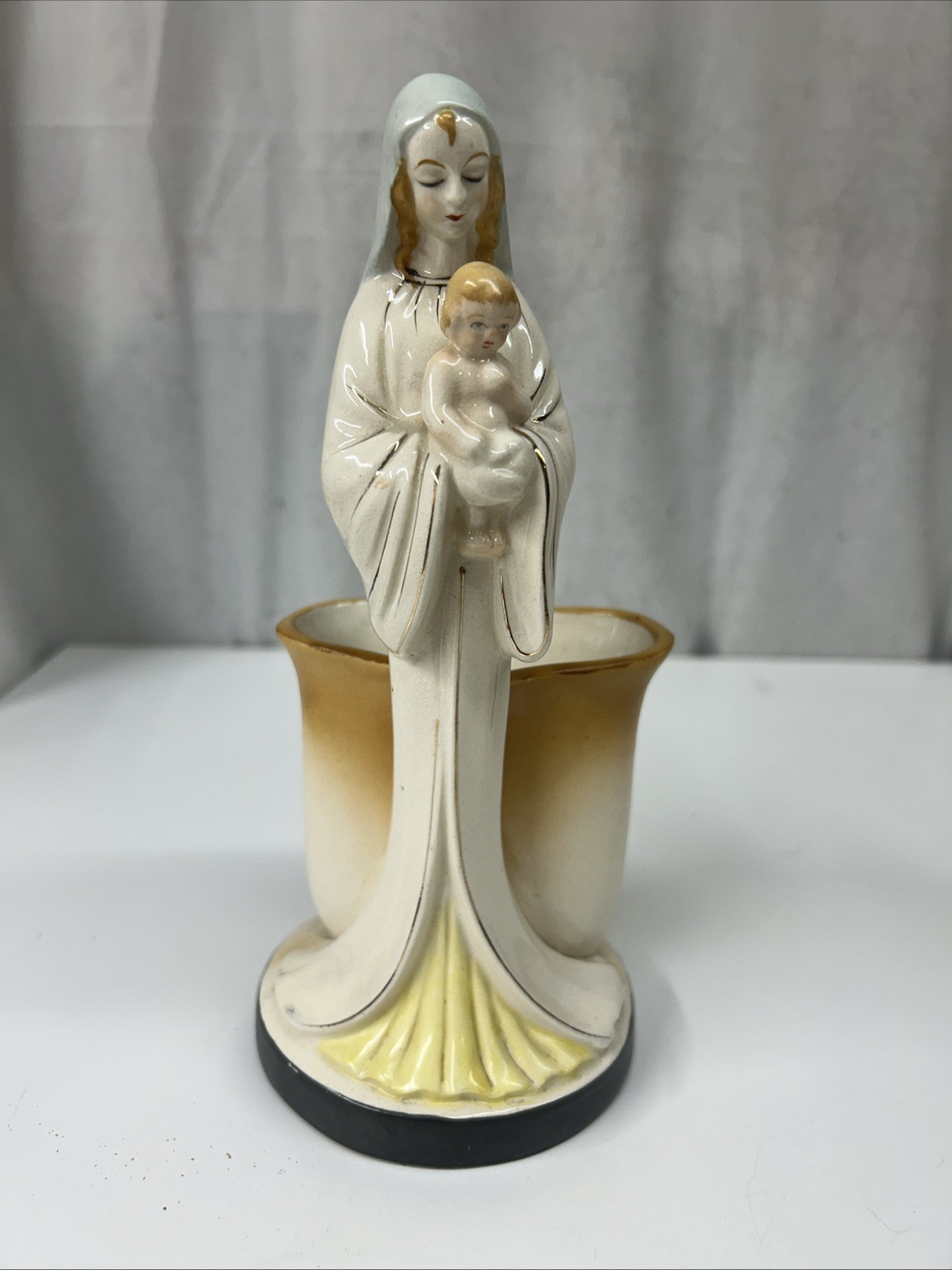 1940s Madonna and Child Ceramic Planter Vintage Religious Christian Catholic