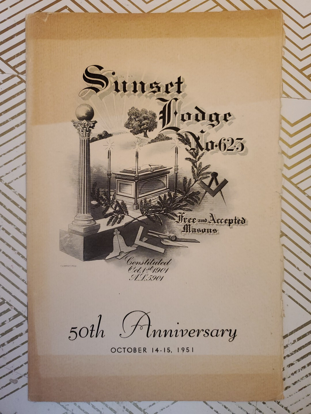 1951 Free Masons Sunset Lodge 50th Anniversary No 625 Washington Pennsylvania 1951 Free Masons Sunset Lodge 50th Anniversary No 625 Washington Pennsylvania
