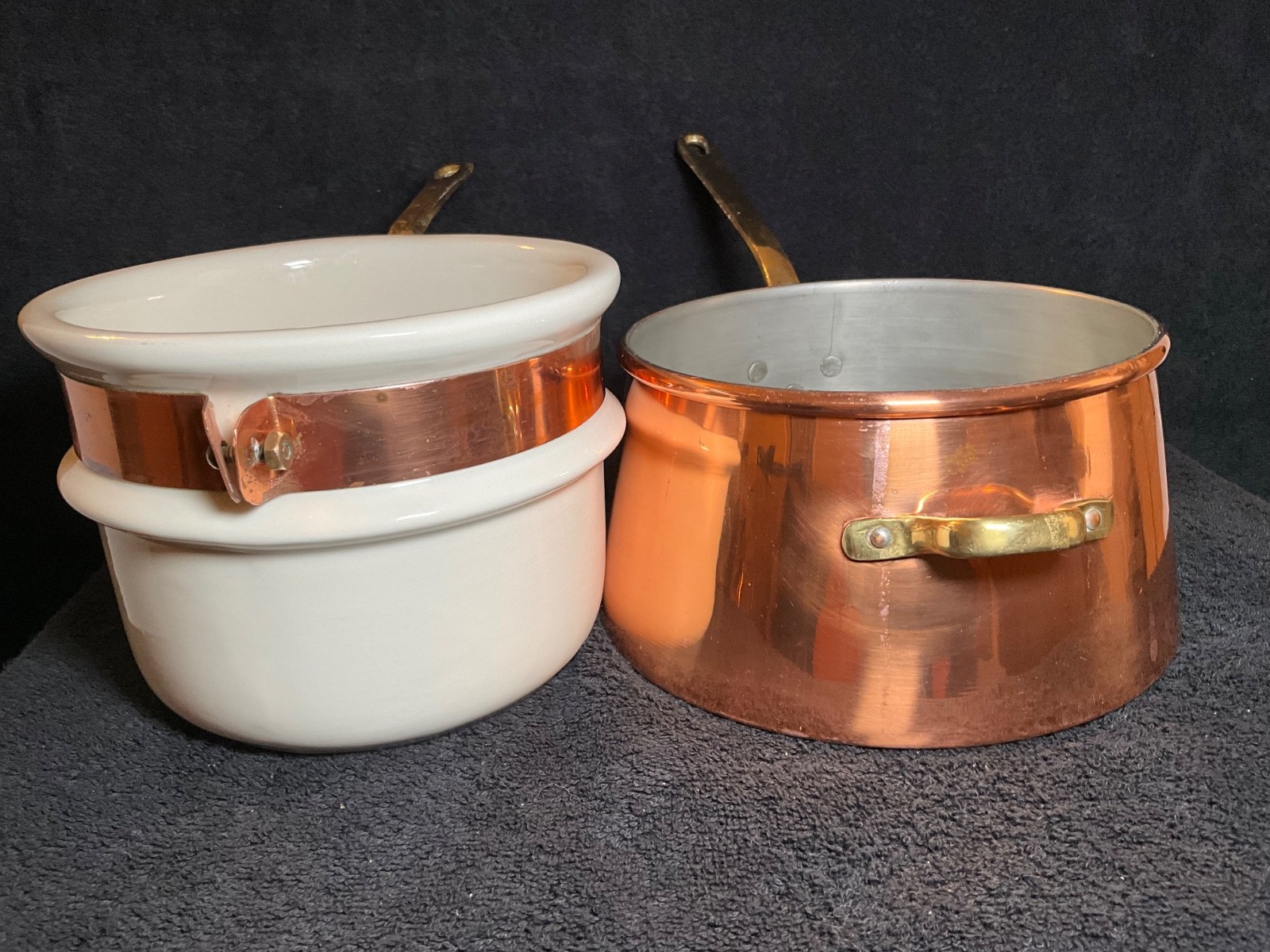 VTG-Hall 1084 Copper, Brass Ceramic Double Boiler, Copper/Brass made in Portugal