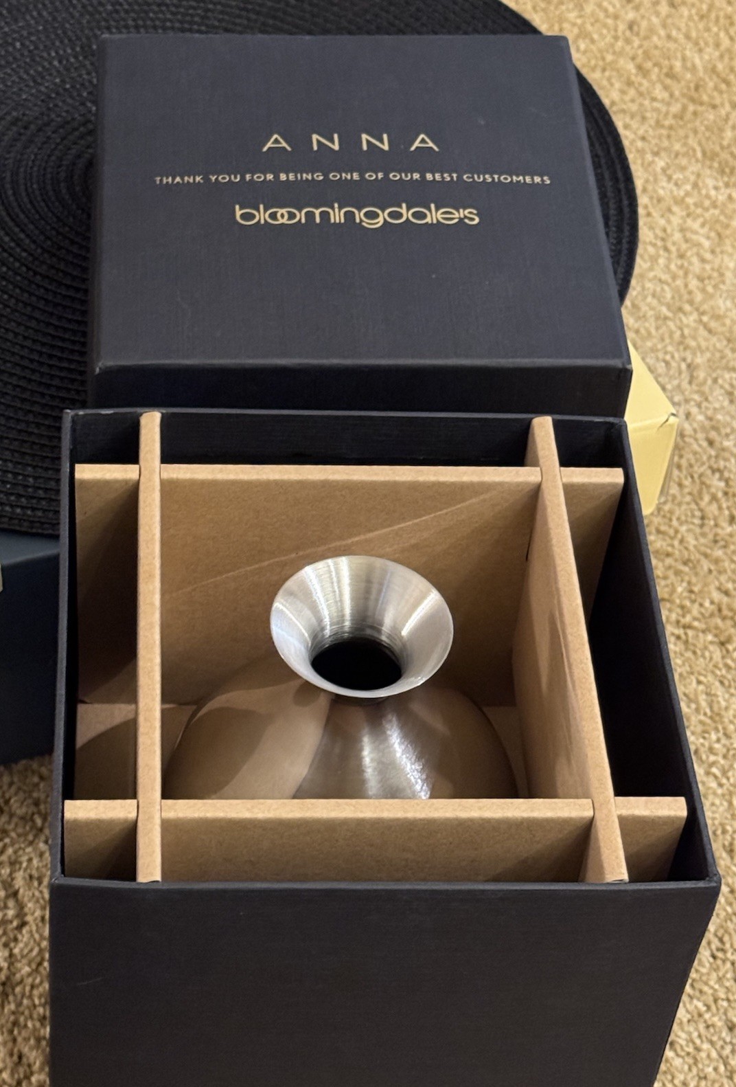 Anna New York Limited Edition 2024 Marble & Stainless Bud Vase w/ Box