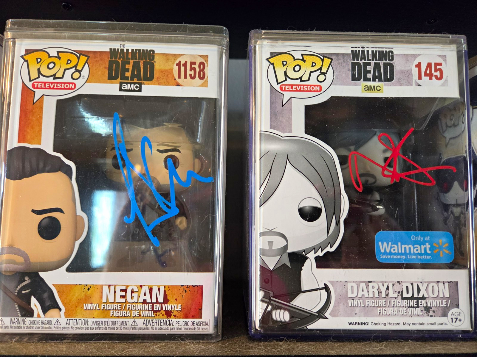 Funko Pop The Walking Dead Negan #1158 & Daryl Dixon #145 Autographed