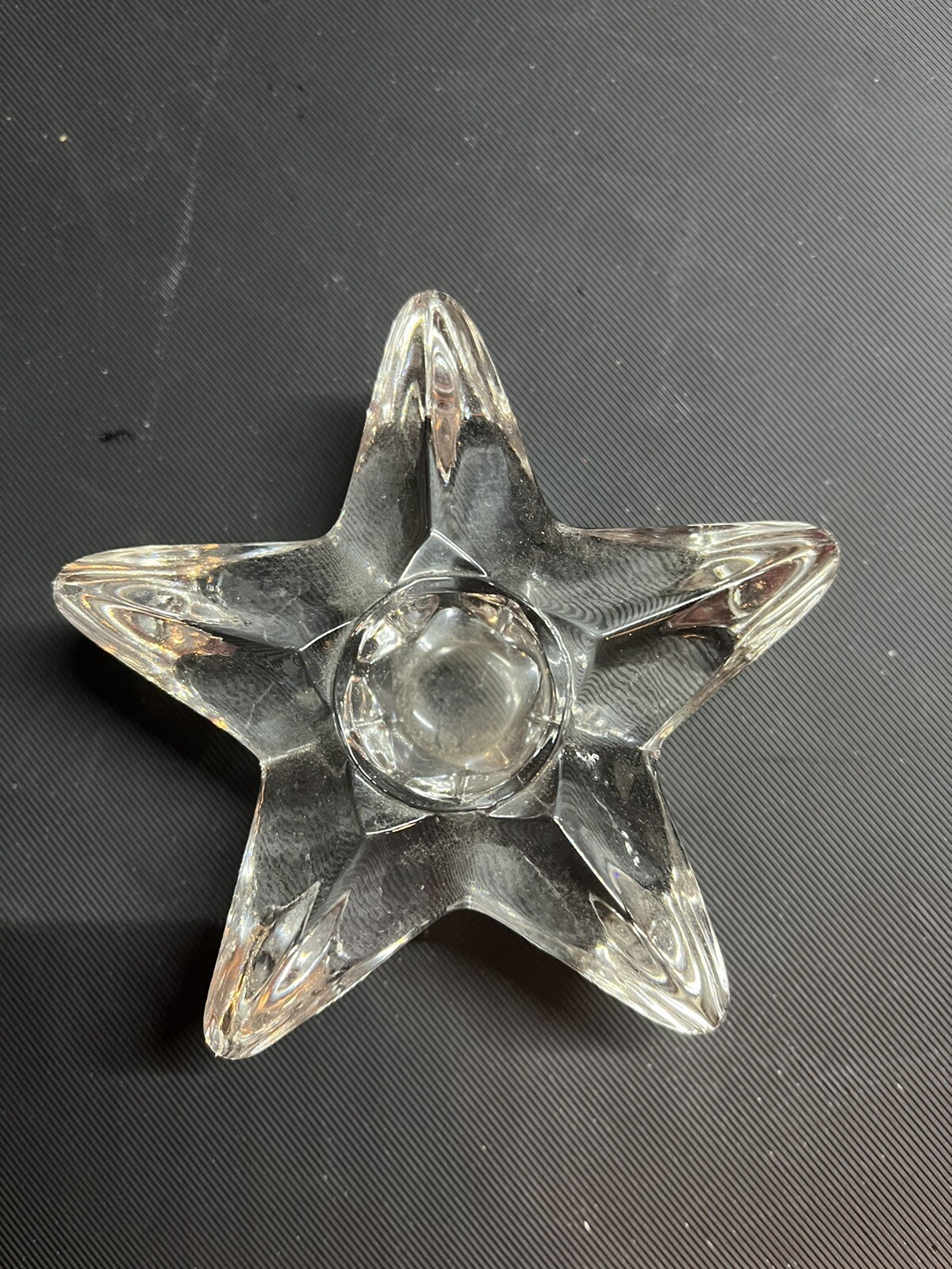 Cambridge Glass Clear Star Design Candleholder Medium