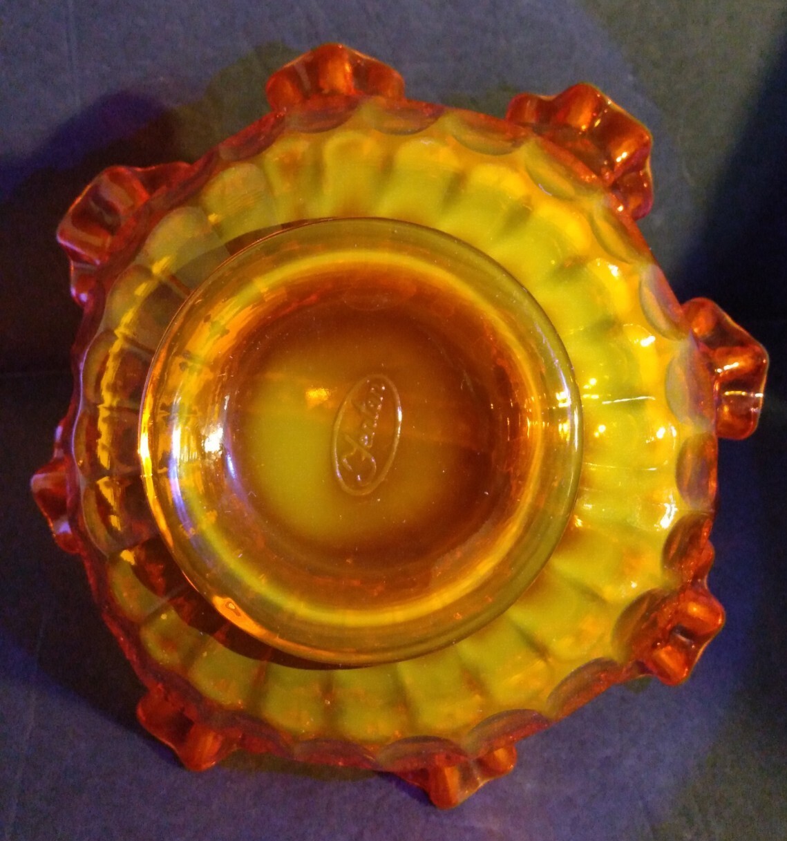 Fenton Red Orange Glass Basket 7.5\