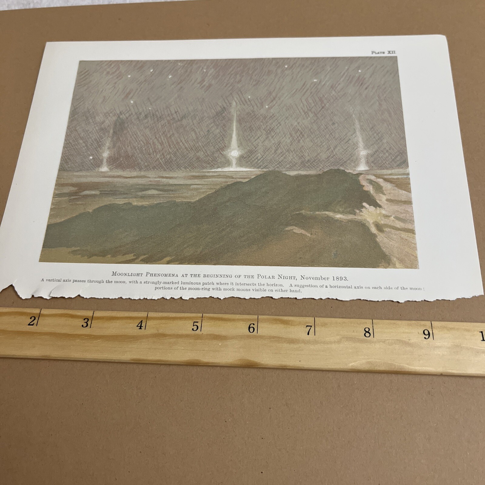 Antique 1898 Plate of a 1893 Moonlight Phenomena at Beginning of Polar Night
