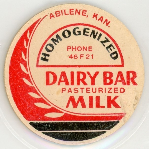 Milk Bottle Cap Insert - Dairy Bar - Abilene, KS (Kansas) - PHONE 46 F 21