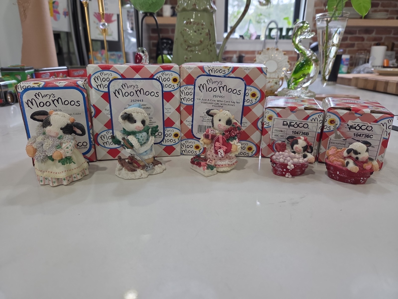 Vintage Lot of 5 Mary’s Moo Moos Figurines Enesco 1994 - 1996 