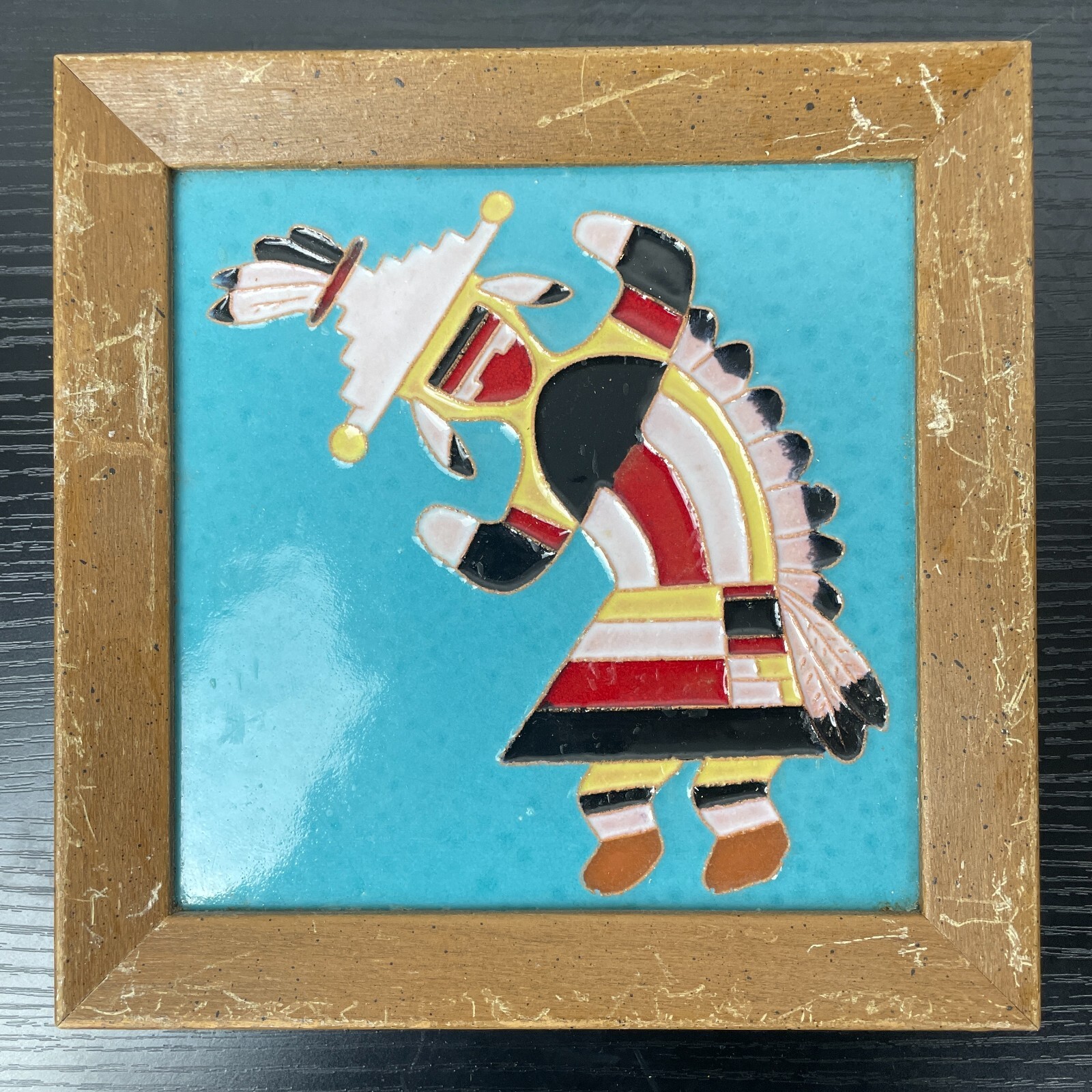 Vintage Hopi Kachina Ceramic Tile Desert House Pottery Lotz McKusick Gila 1950s