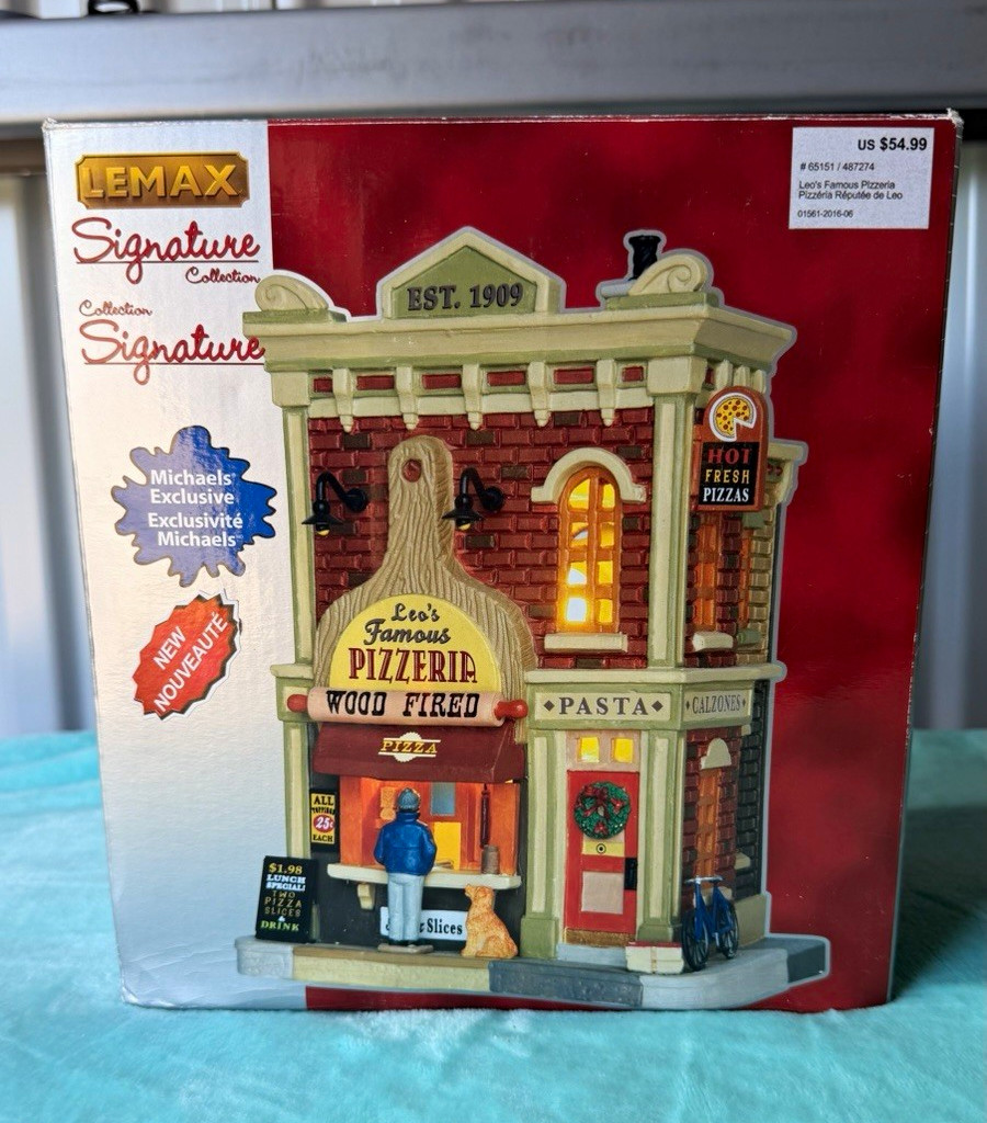 Lemax Signature Porcelain Illuminated Christmas Village Pizzeria Building Boxed
