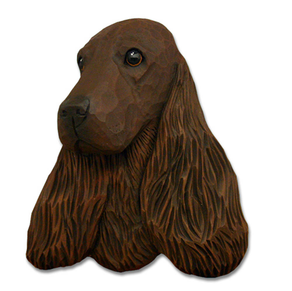English Cocker Spaniel Head Plaque Figurine Liver