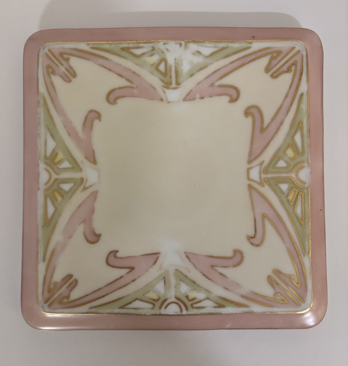 Antique Bohemian Art Nouveau Porcelain Trivet Teapot Stand Secessionist Gold