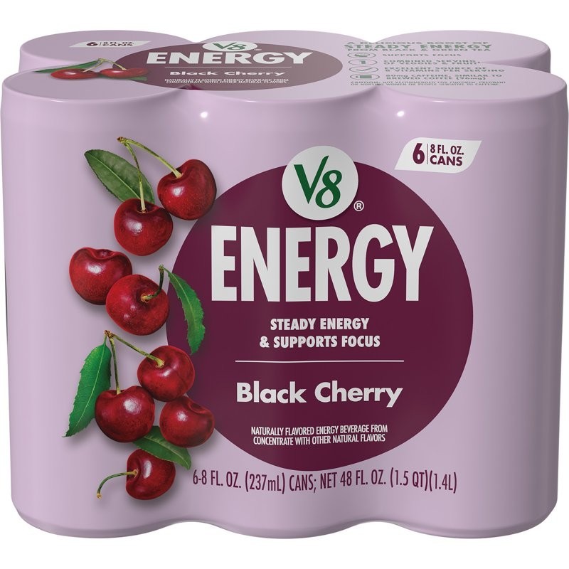 V8 Energy Black Cherry Energy Drink, 8 fl oz Can (6 Pack V8 Energy Black Cherry Energy Drink, 8 fl oz Can (6 Pack