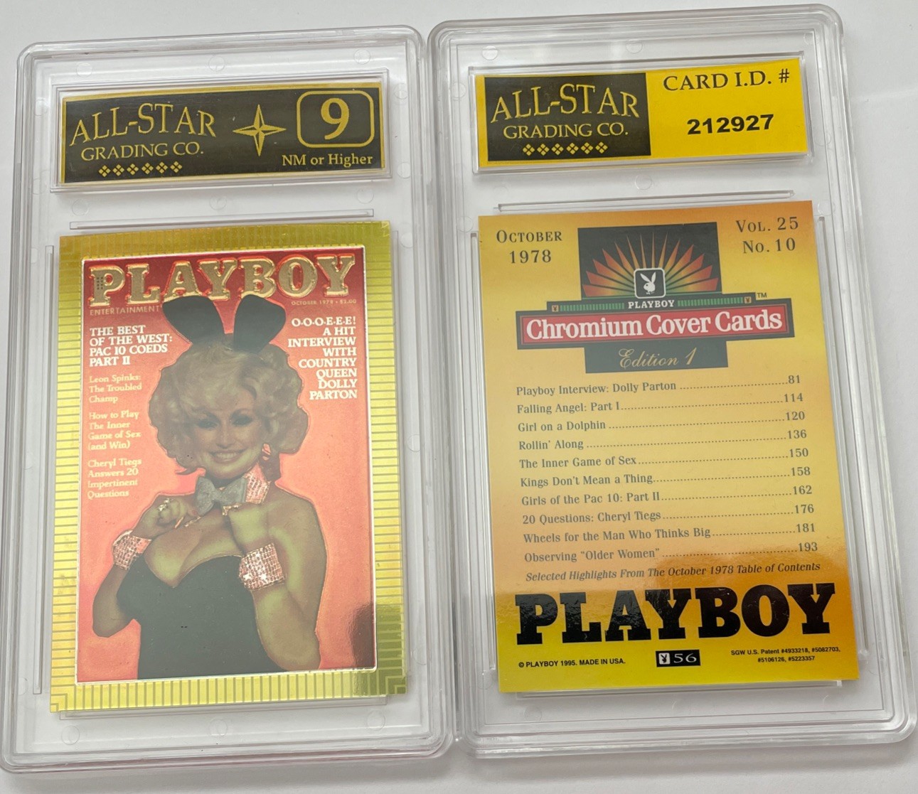 1995 Playboy Chromium Series 1 #56 October 1978 DOLLY PARTON ASG 9 NM #6