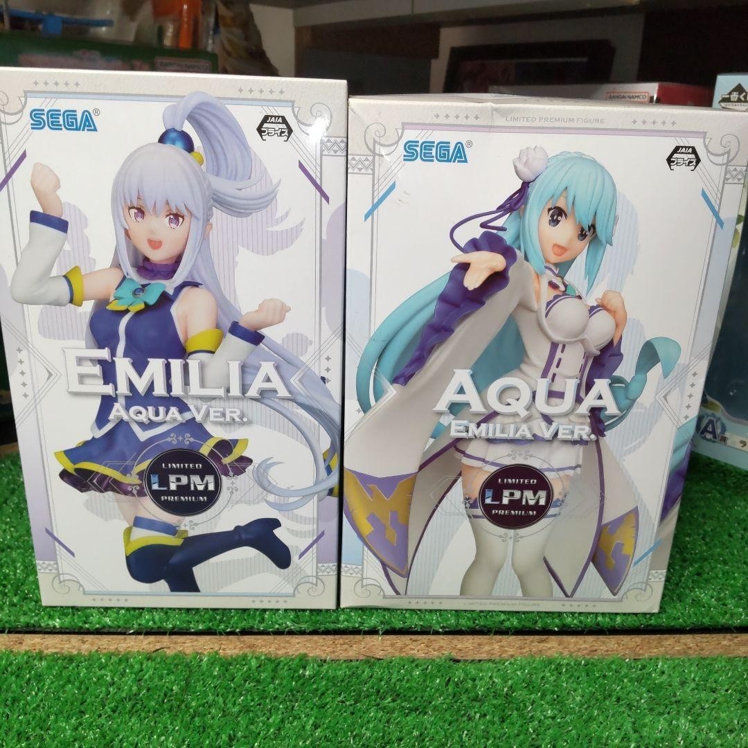 Konosuba Re Zero Aqua Emilia Figure Set Cosplay Ver SEGA Japan Konosuba Re Zero Aqua Emilia Figure Set Cosplay Ver SEGA Japan