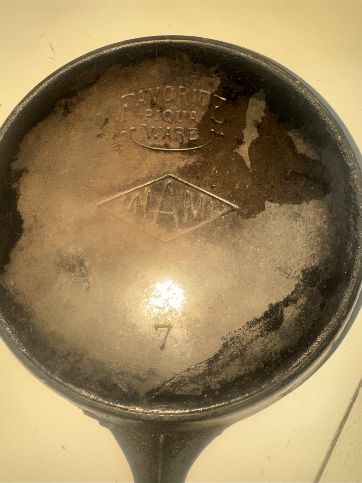 RARE Favorite Piqua Ware Ohio Miami Diamond Cast Iron Skillet Pan