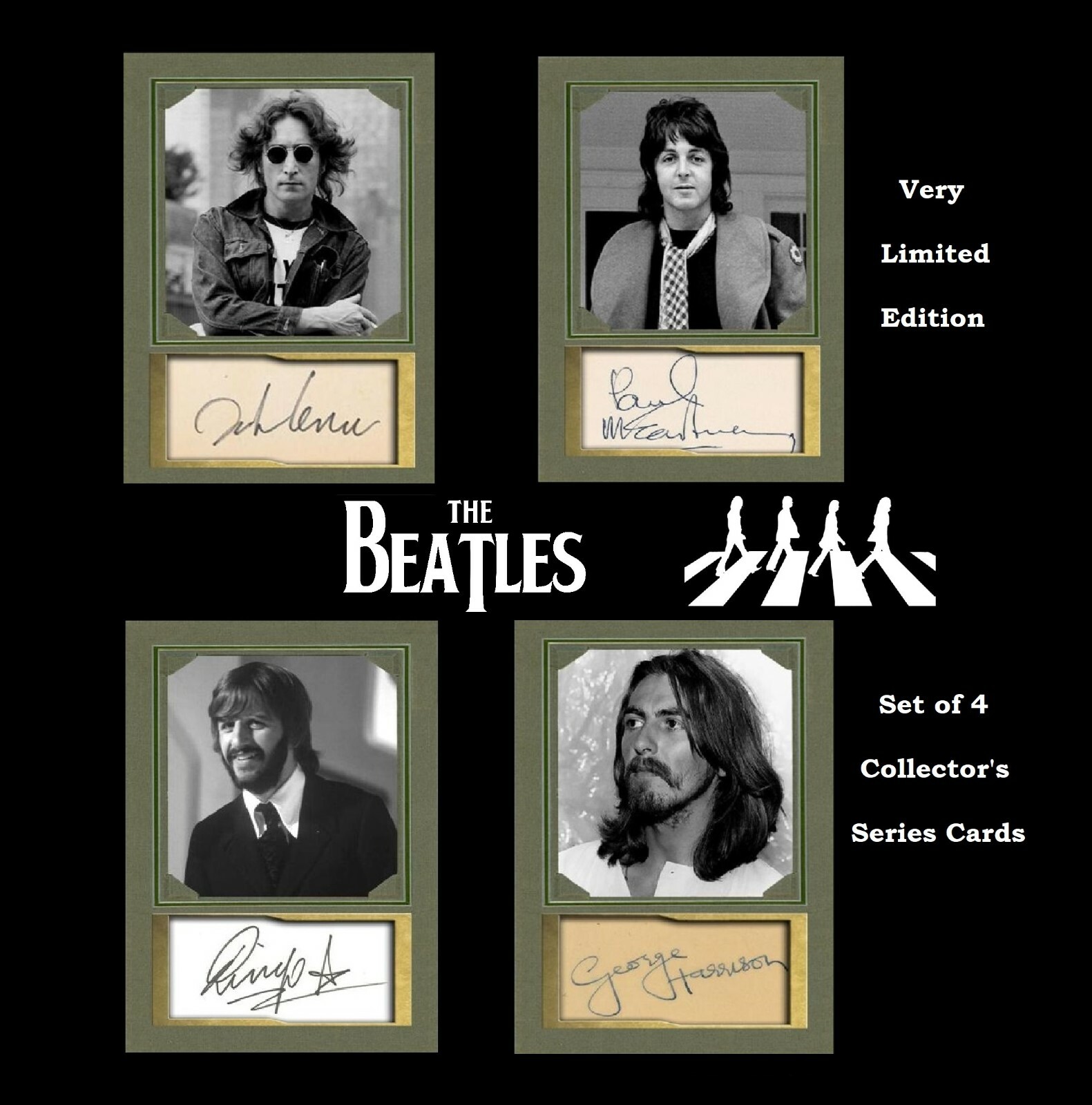 AWESOME Set 4 BEATLES JOHN PAUL GEORGE RINGO Memorabilia Collectible Art Card 70