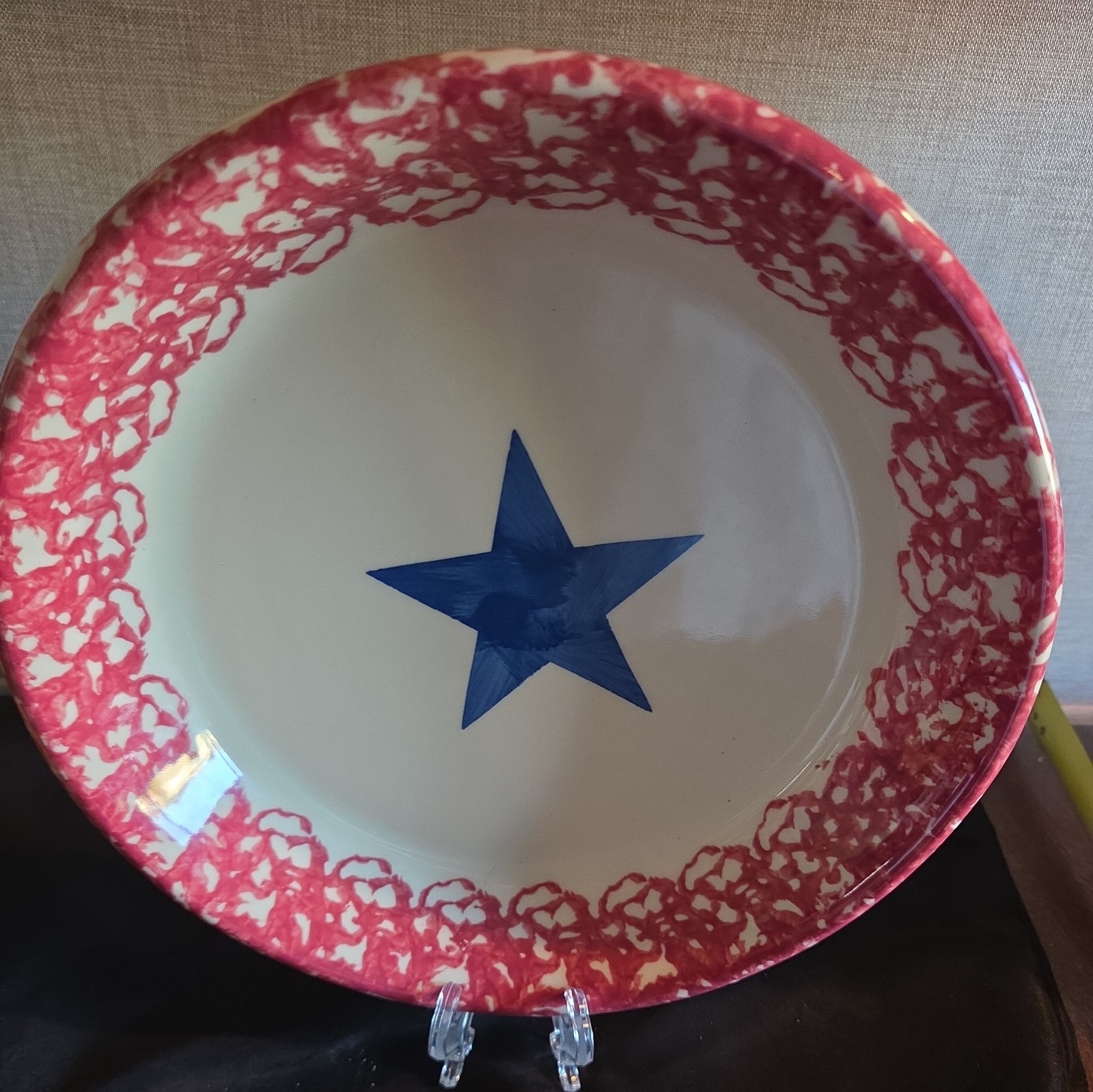 Signed Gerald Henn Workshops Blue Green Spongeware 9” Pie Plate Signed Gerald Henn Workshops Blue Green Spongeware 9” Pie Plate