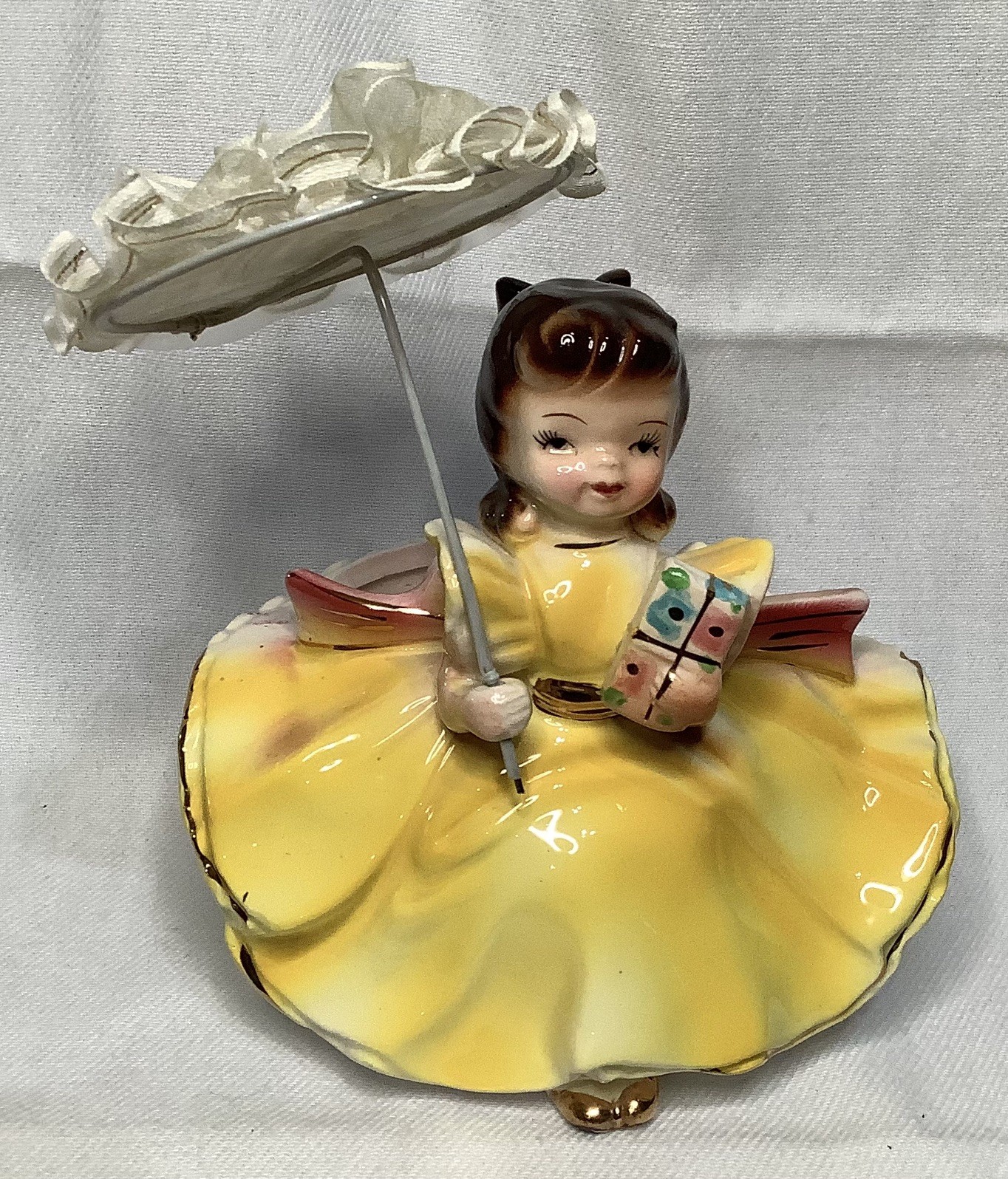 Vintage Ceramic Ruebens Original Girl W/ Umbrella 1959 Japan #502 Vase/Planter