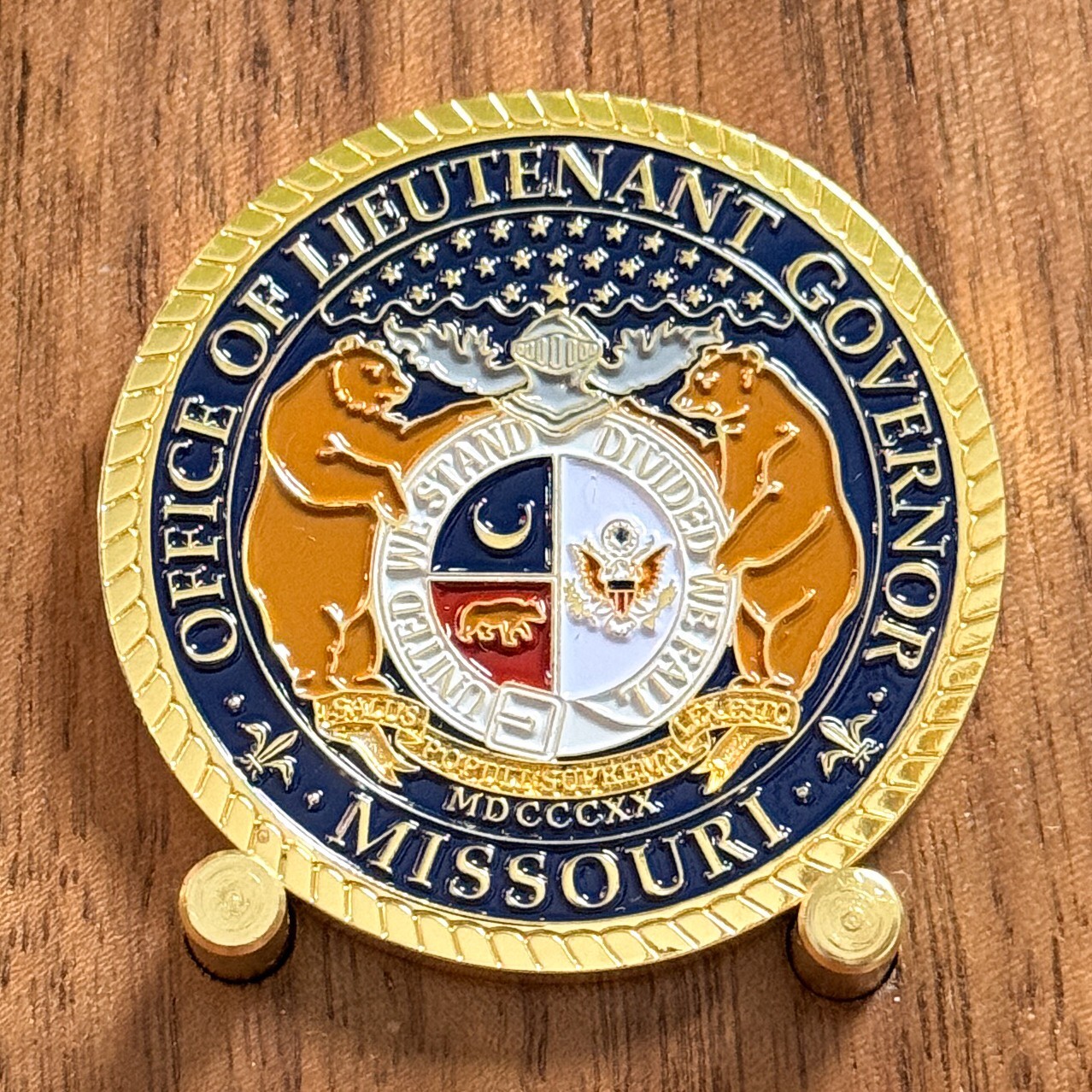 Missouri Lieutenant Governor State Seal Bear Gold Enamel Challenge Coin  W#11