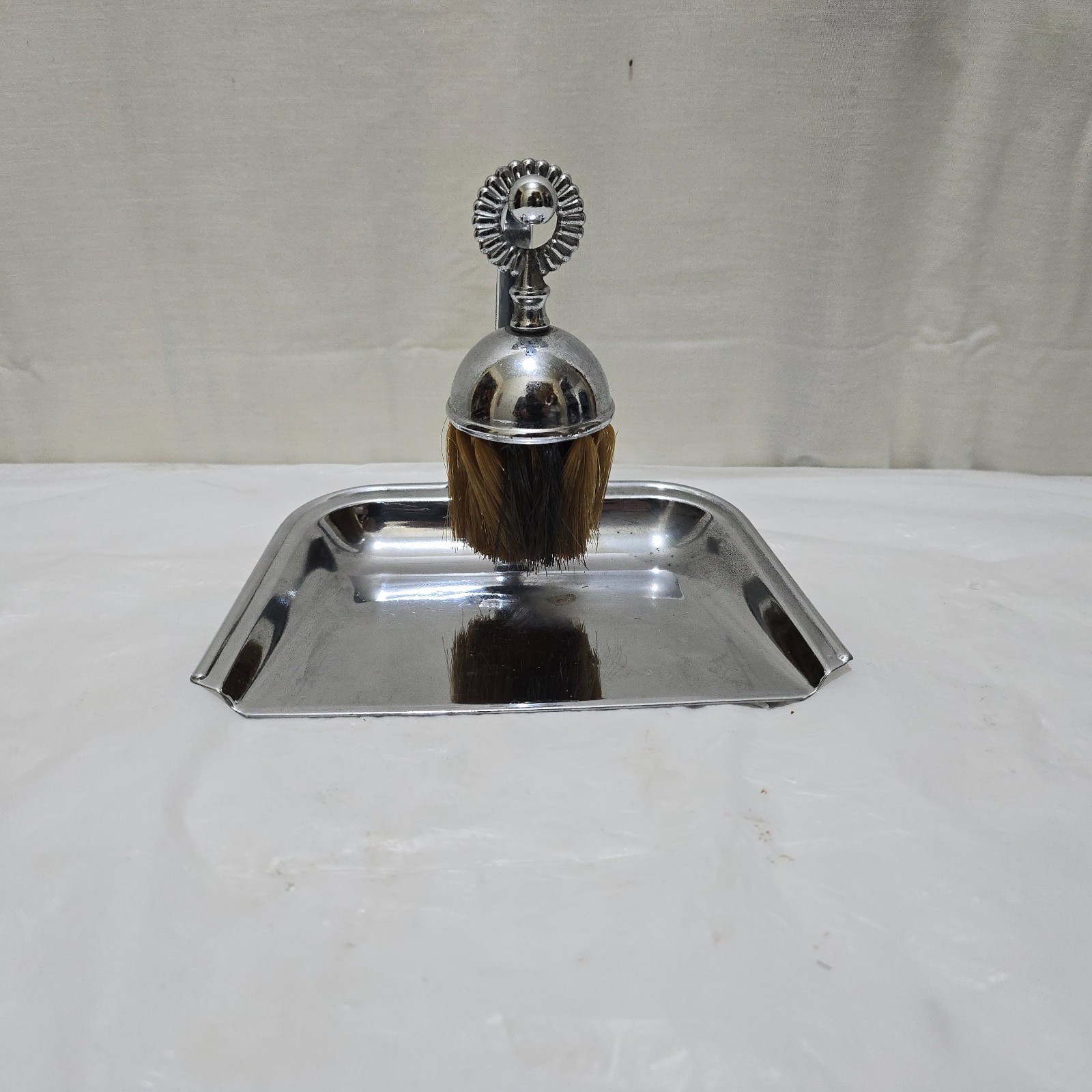 vintage chrome crumb tray and brush art deco / nouveau  18 cm x 12.5 cm