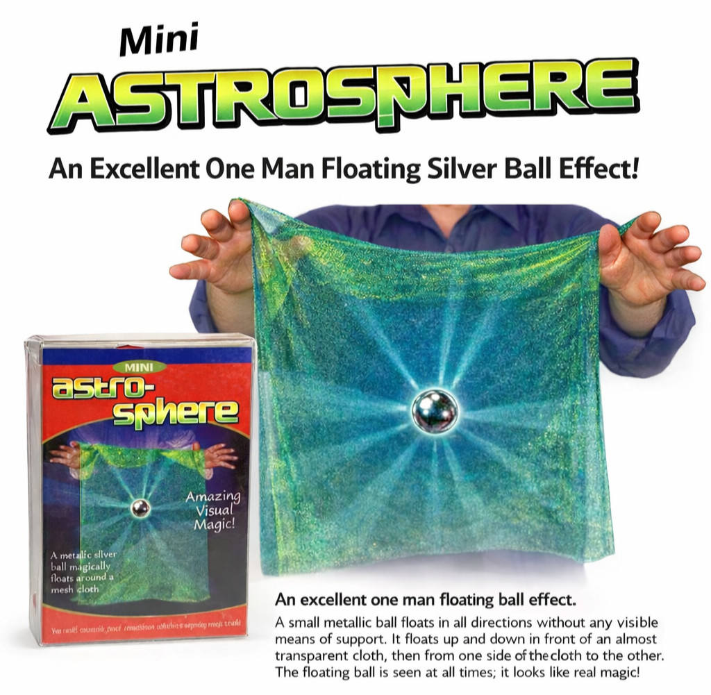 MINI ASTRO-SPHERE Floating Silver Ball Magic Trick Zombie See Thru Cloth Flying