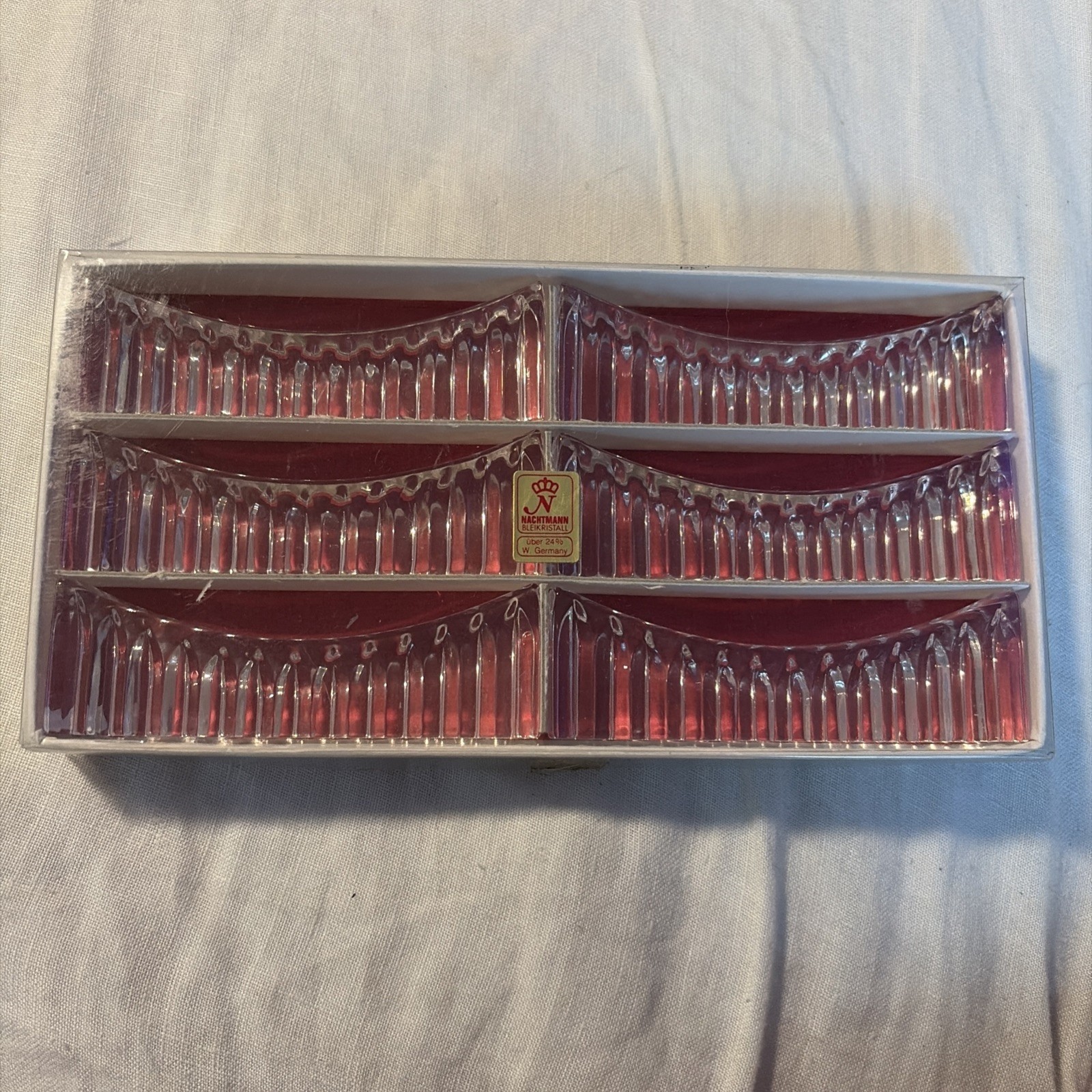 Vintage Nachtmann Bleikristall German Lead Crystal Knife Rests, Set of 6