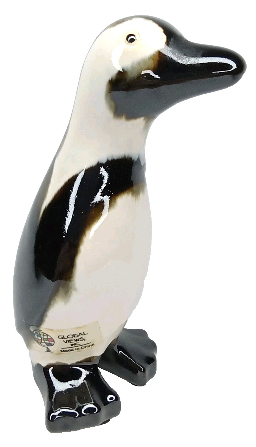 Vintage Global Views Ceramic Magellanic Penguin Figurine With Original Sticker