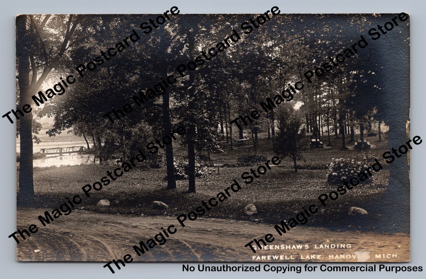 Greenshaw's Landing HANOVER Michigan RPPC Farewell Lake Antique Photo 1930s