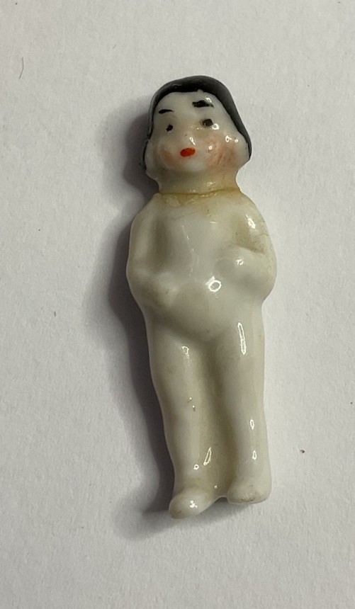 Antique Frozen Charlotte Doll Bisque Ceramic Tiny Doll 1-3/8