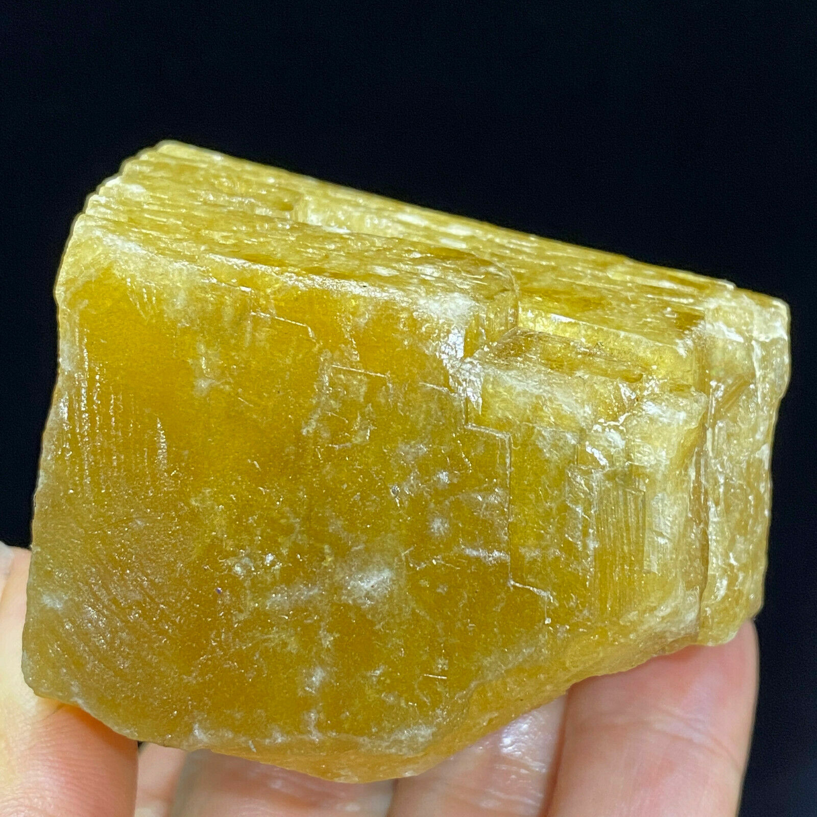 263g Natural Translucency Yellow Trapezoidal Barite Crystal Mineral Specimen
