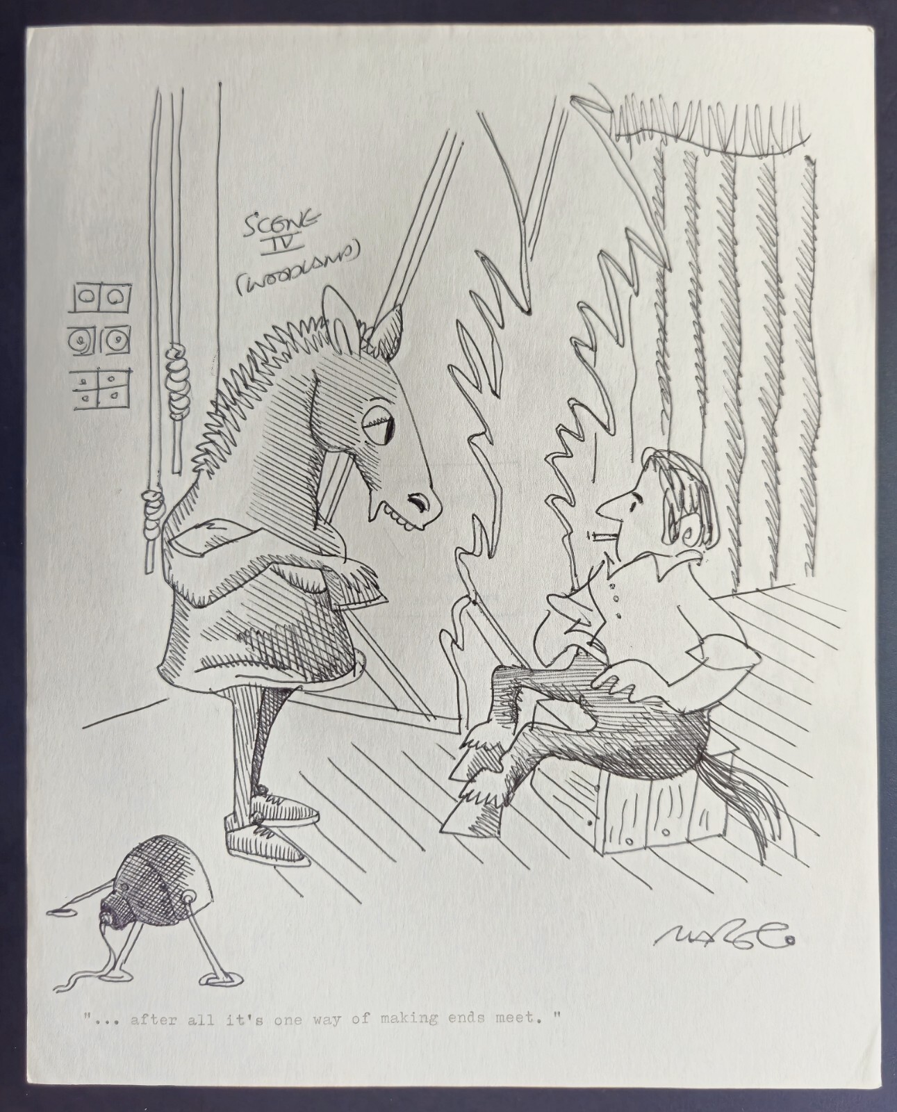 Original Illustration Art British Cartoonist Robert Coram Donkey Ass Play Humor Original Illustration Art British Cartoonist Robert Coram Donkey Ass Play Humor