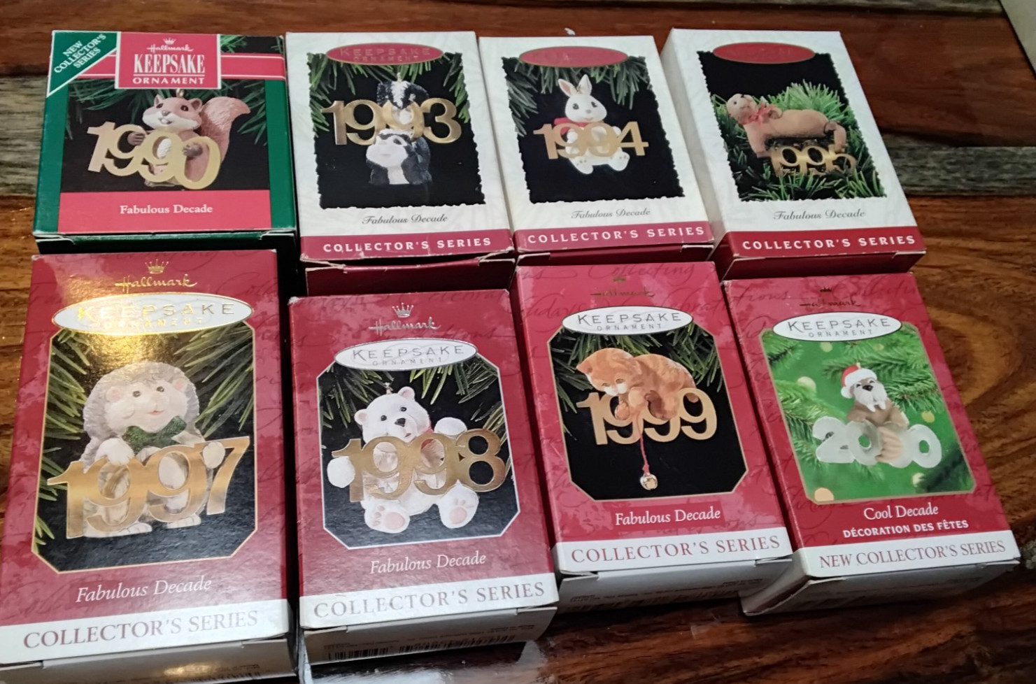 Hallmark Fabulous Decade Animal Ornaments 1990-2000 Lot of 8 New Other