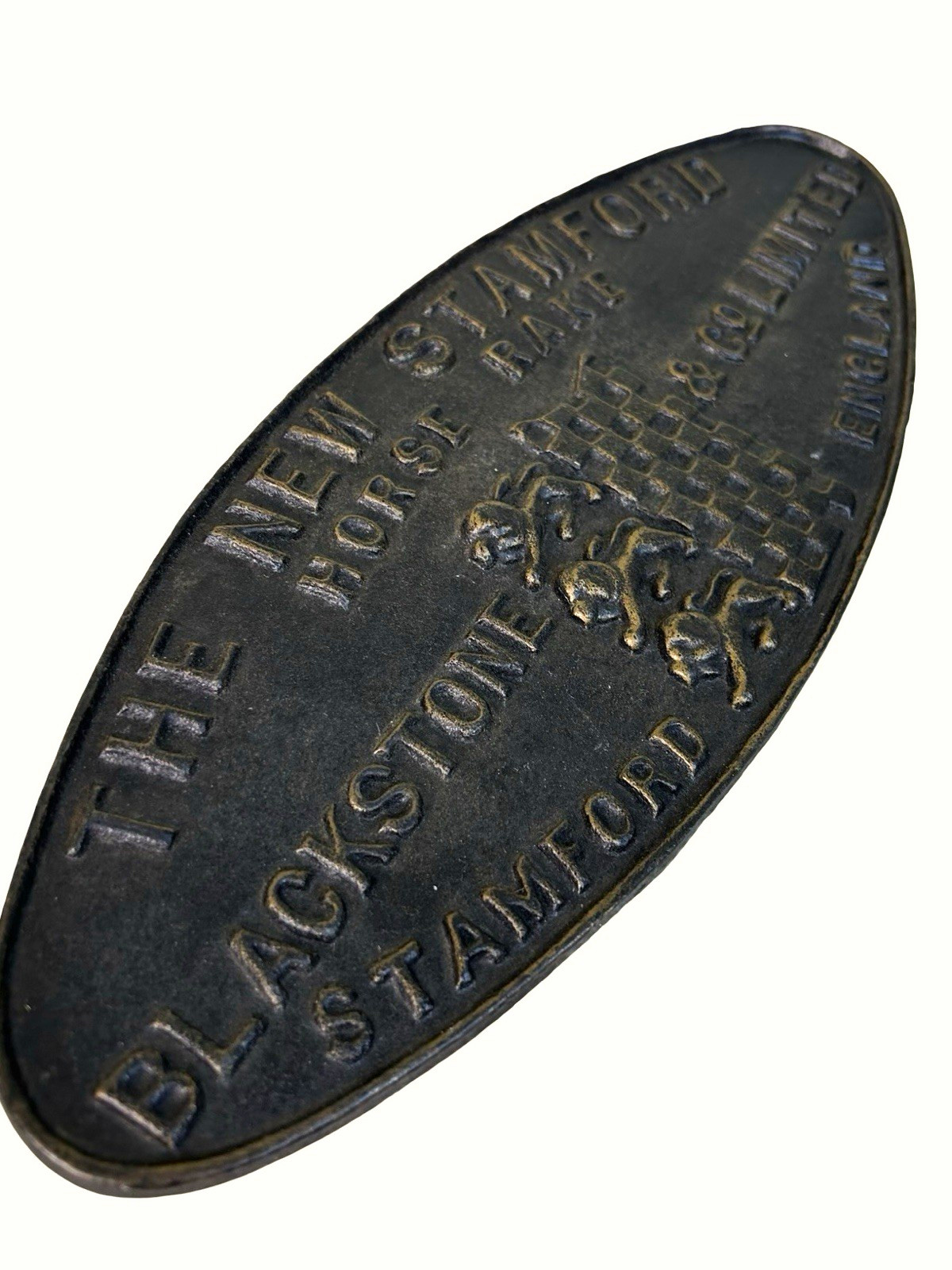 Vintage Cast Iron Stamford Horse Rake England Plaque 14”