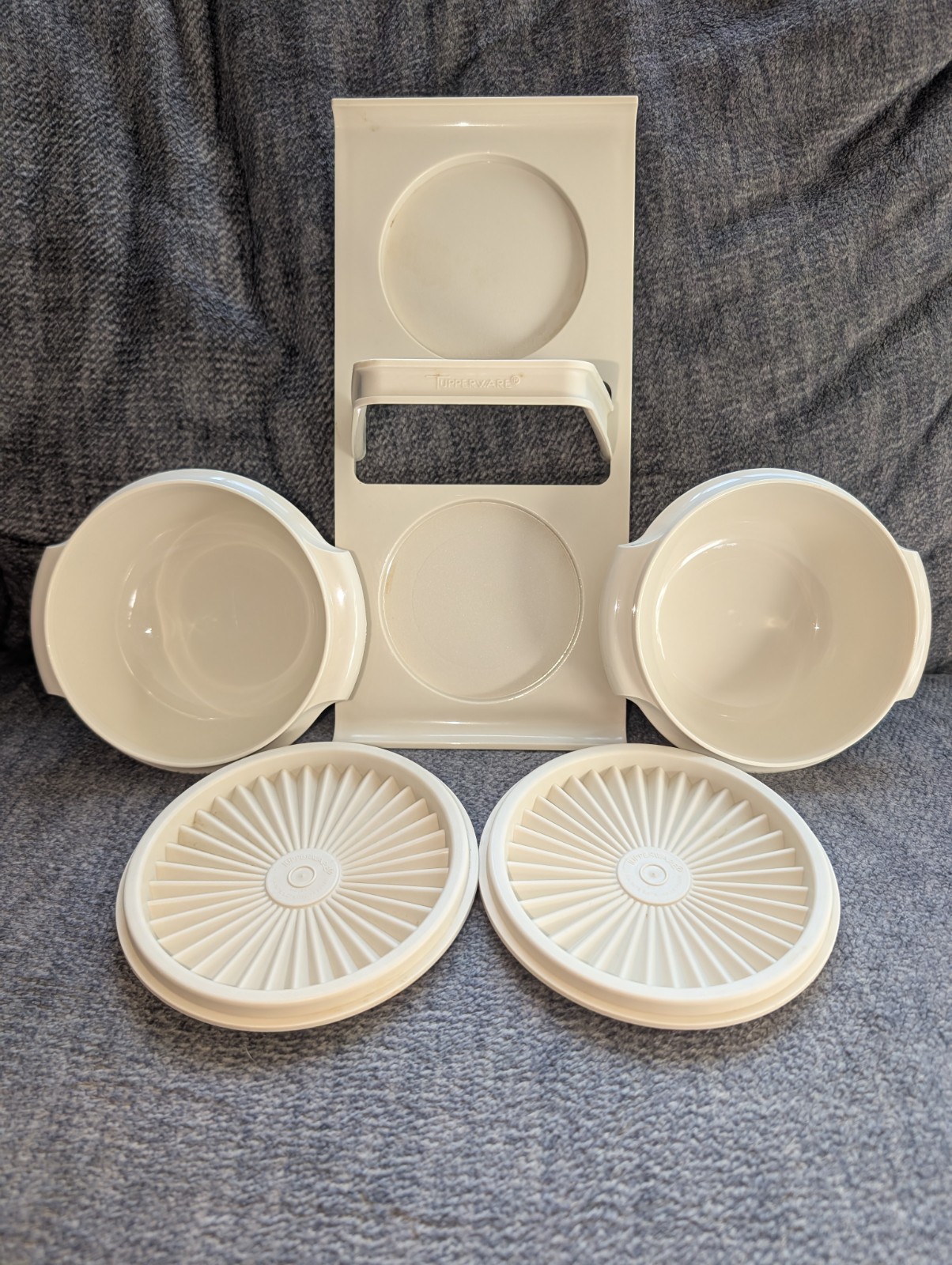 Vintage 1970s Tupperware Servalier Condiment Server Bowls #1323 Caddie Set #1550