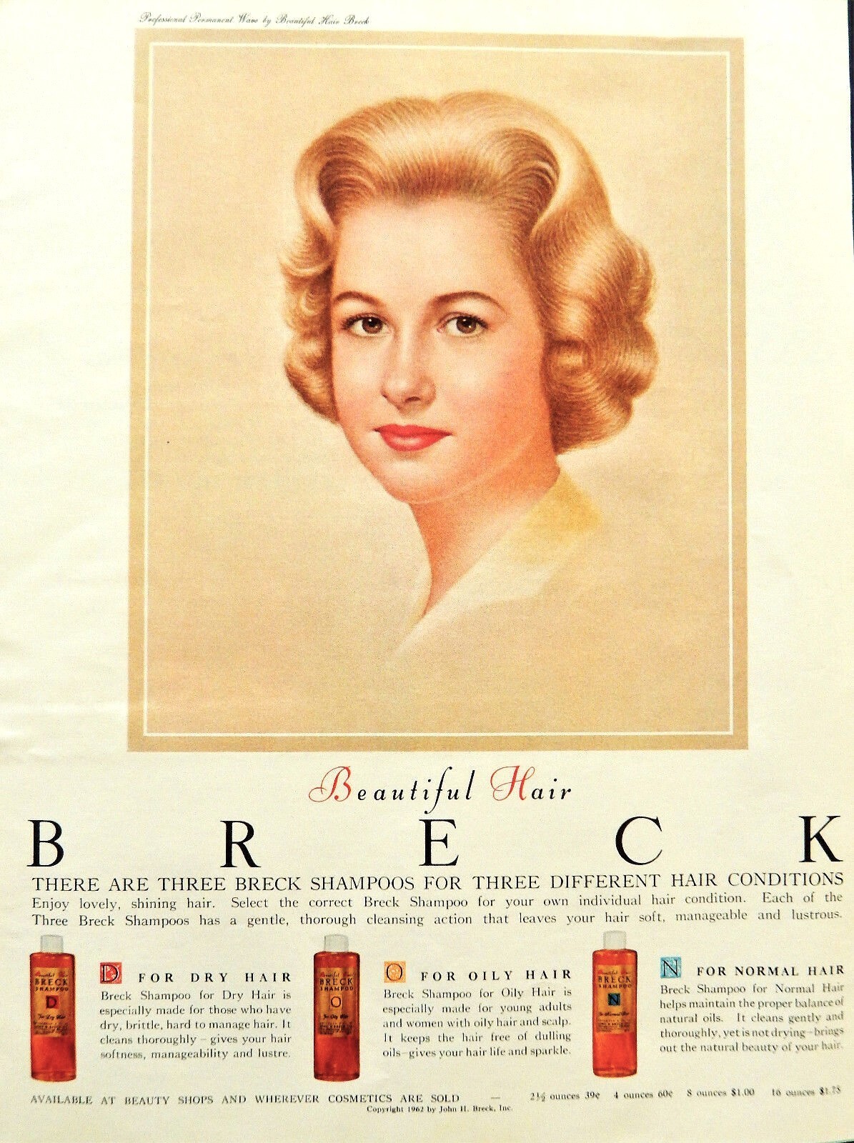 Breck girl shampoo ad vintage 1962 original advertisement 