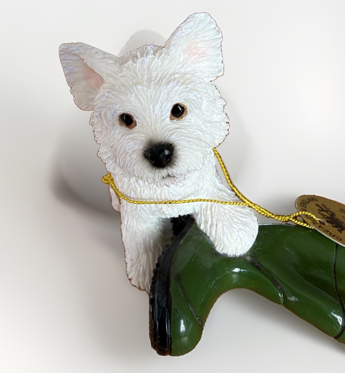 Collectible vintage resin Walkies West Highland White Terrier Westie puppy boot