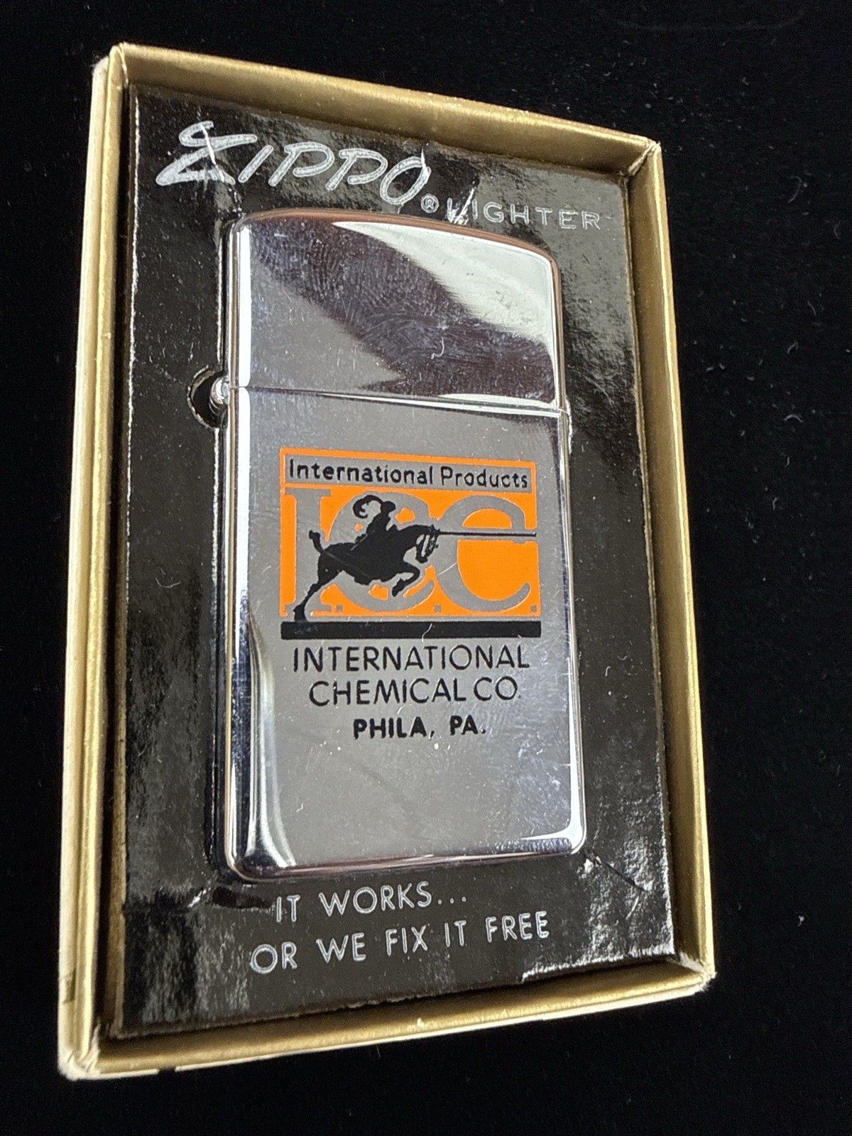 Vintage Zippo Lighter International Chemical Co ICE March 1959 w Box Paperwork