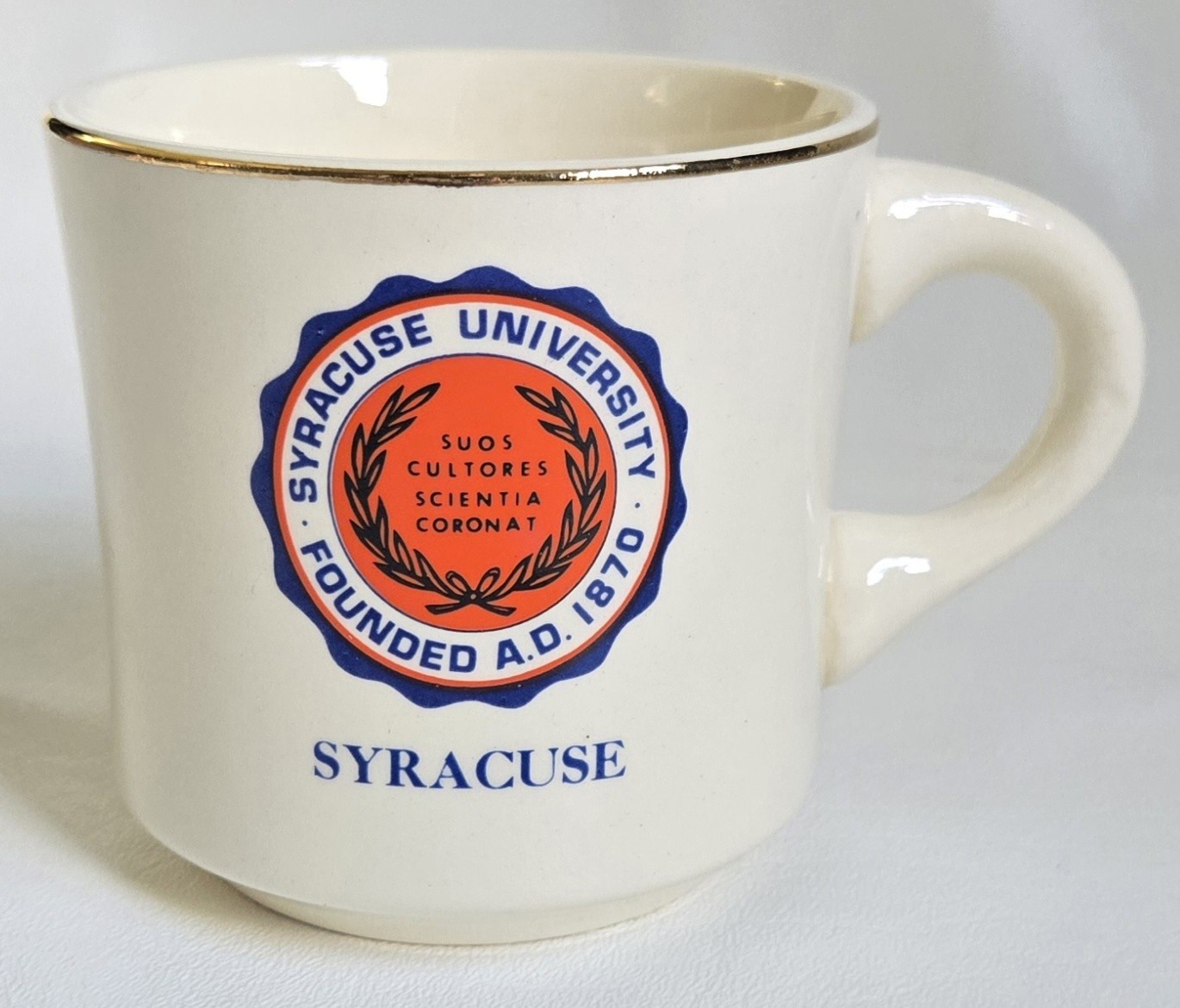 Vintage Syracuse University Coffee Mug Gold Accents - GOOD