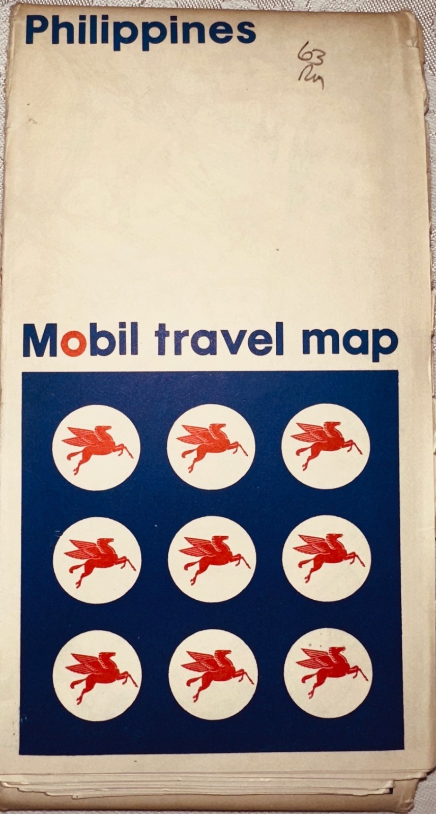 1963 Mobil Travel Road and Street Map - Philippines and Manila -  Large 27 x 48