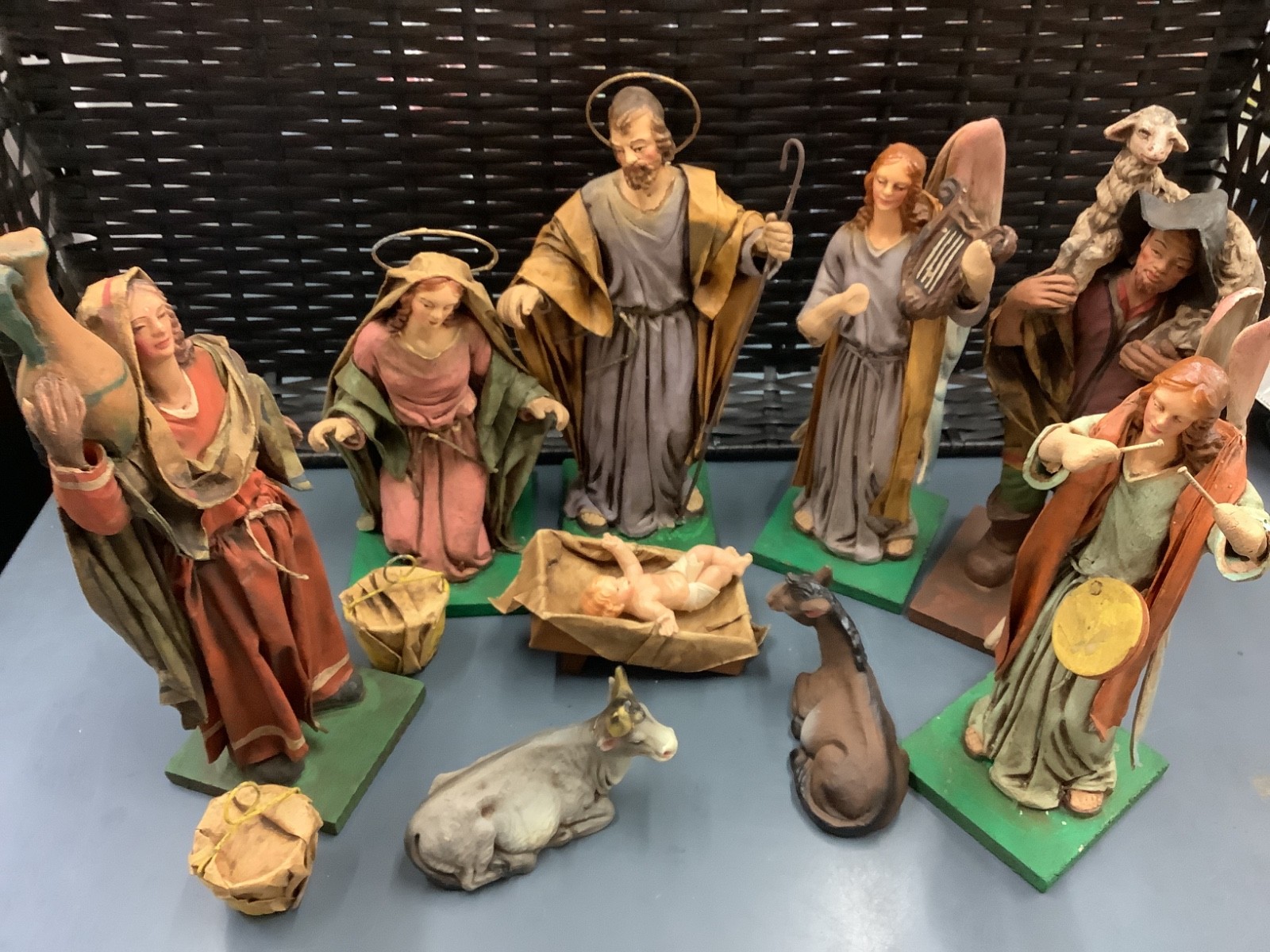 Vtg MCM Italian Cartapesta Nativity Set 10pc Fratelli Colella Made in It ds17
