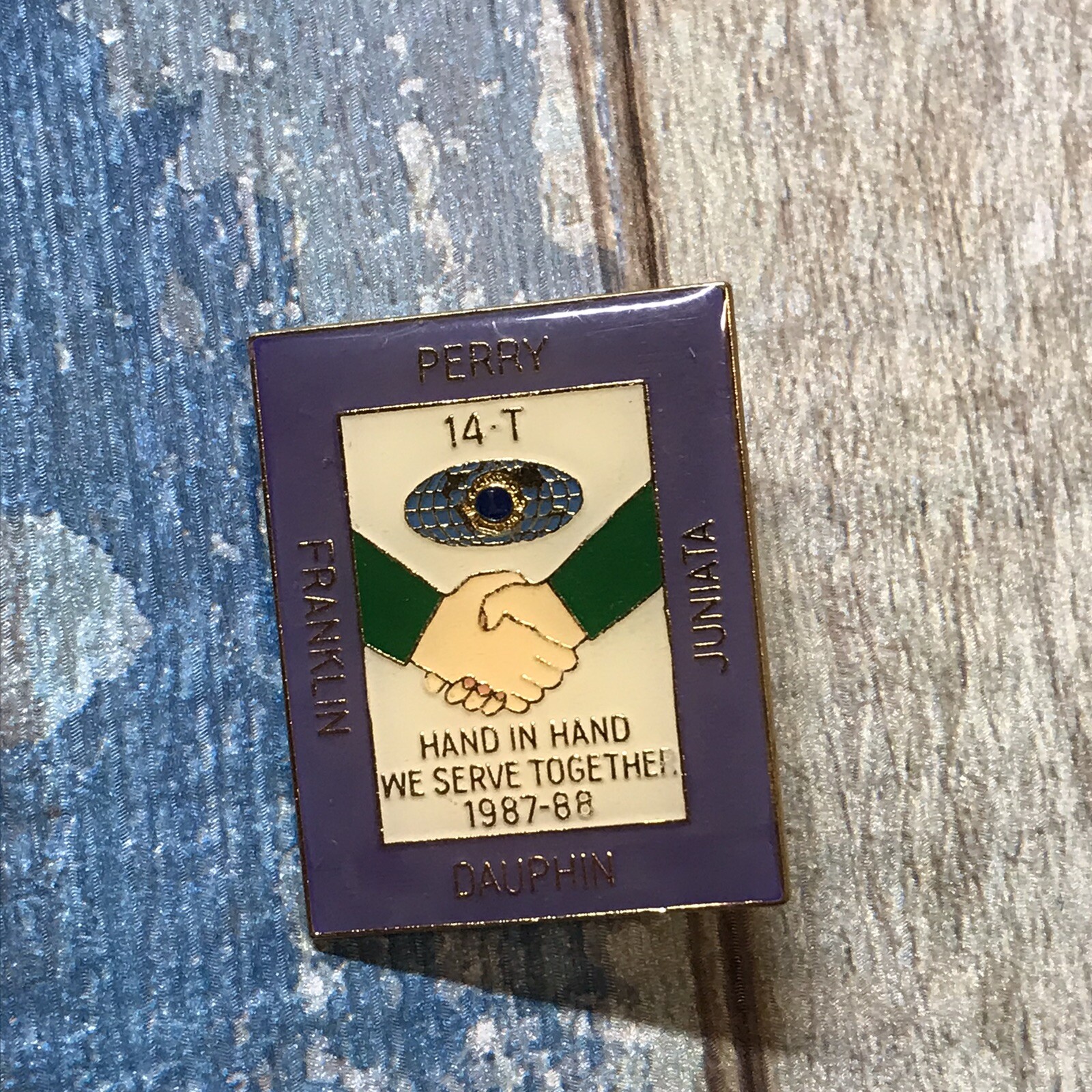 Lions Club Pins Hand in Hand we serve  Perry Franklin Dauphin Juniata 1987 88