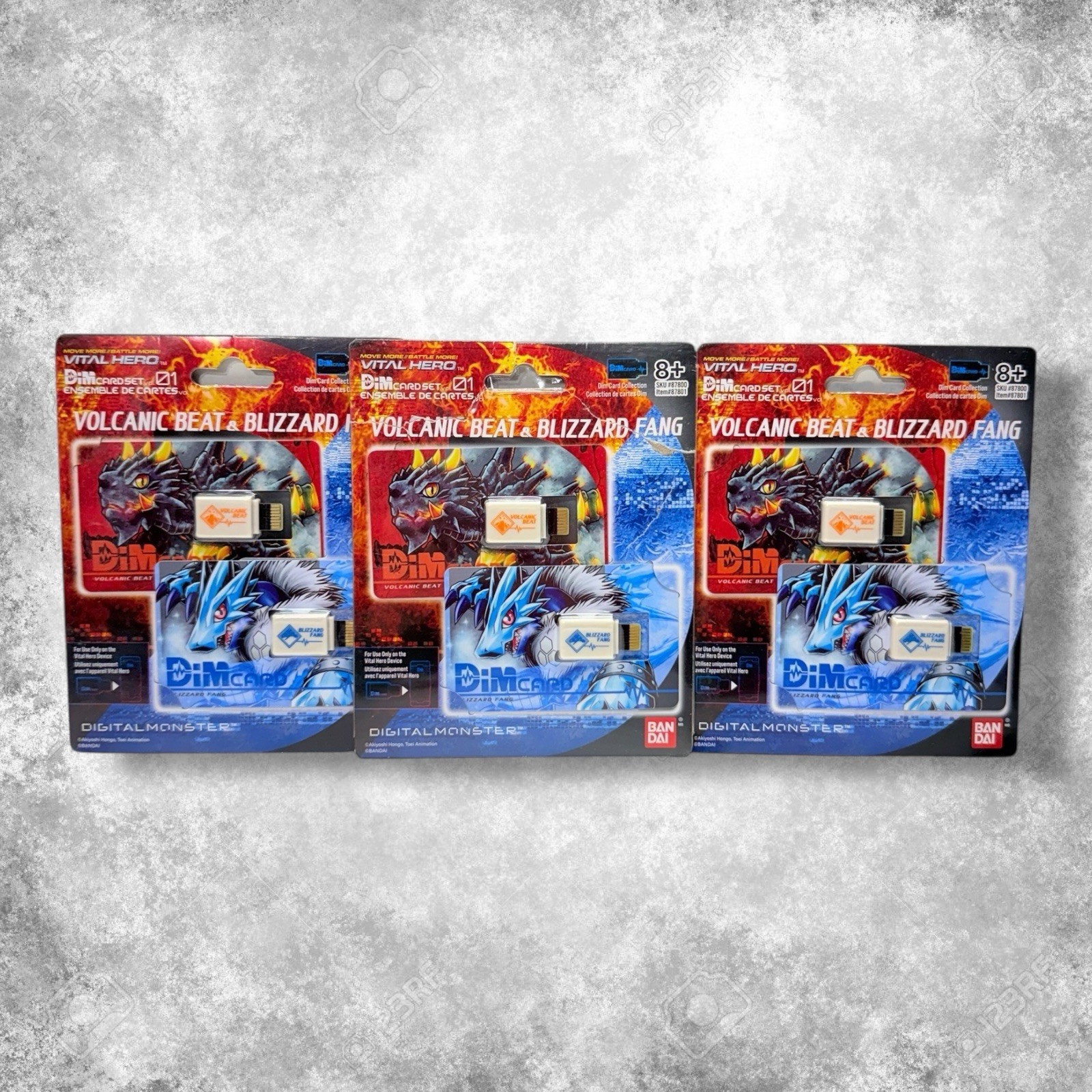 3 x Bandai Namco - Digimon - Dim Card Park - Volcanic Beat & Blizzard Fang