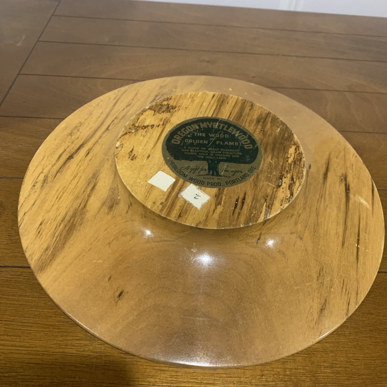 Vintage Oregon Myrtlewood 11 1/4 Wooden Bowl Platter Tray Display Wood Golden