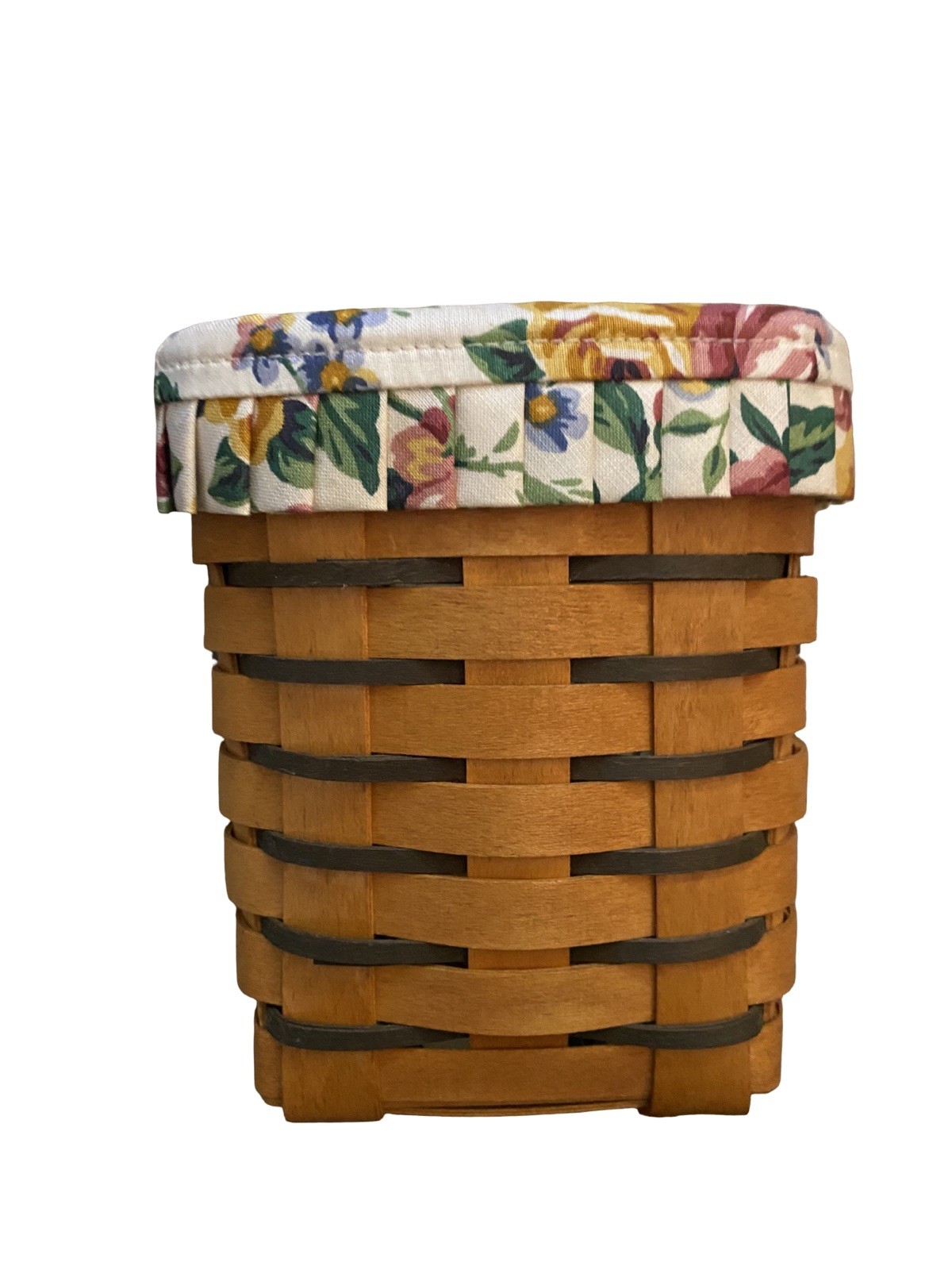Vintage 1995 Longaberger Tall Square Basket Floral Liner Protector w/Lid 6” Tall