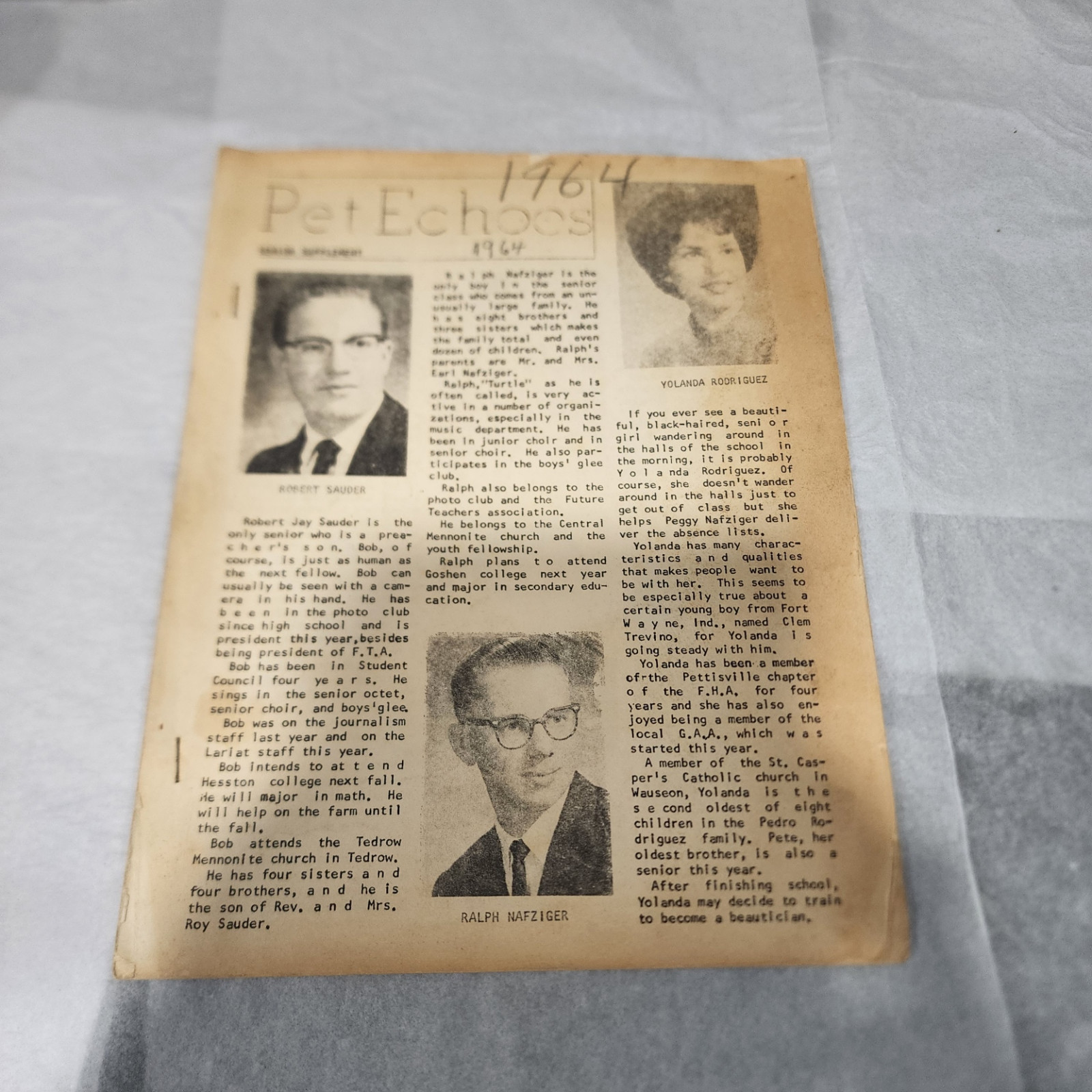 Pettisville High School Ohio Pet Echoes Senior Class Complete Booklet Year 1964