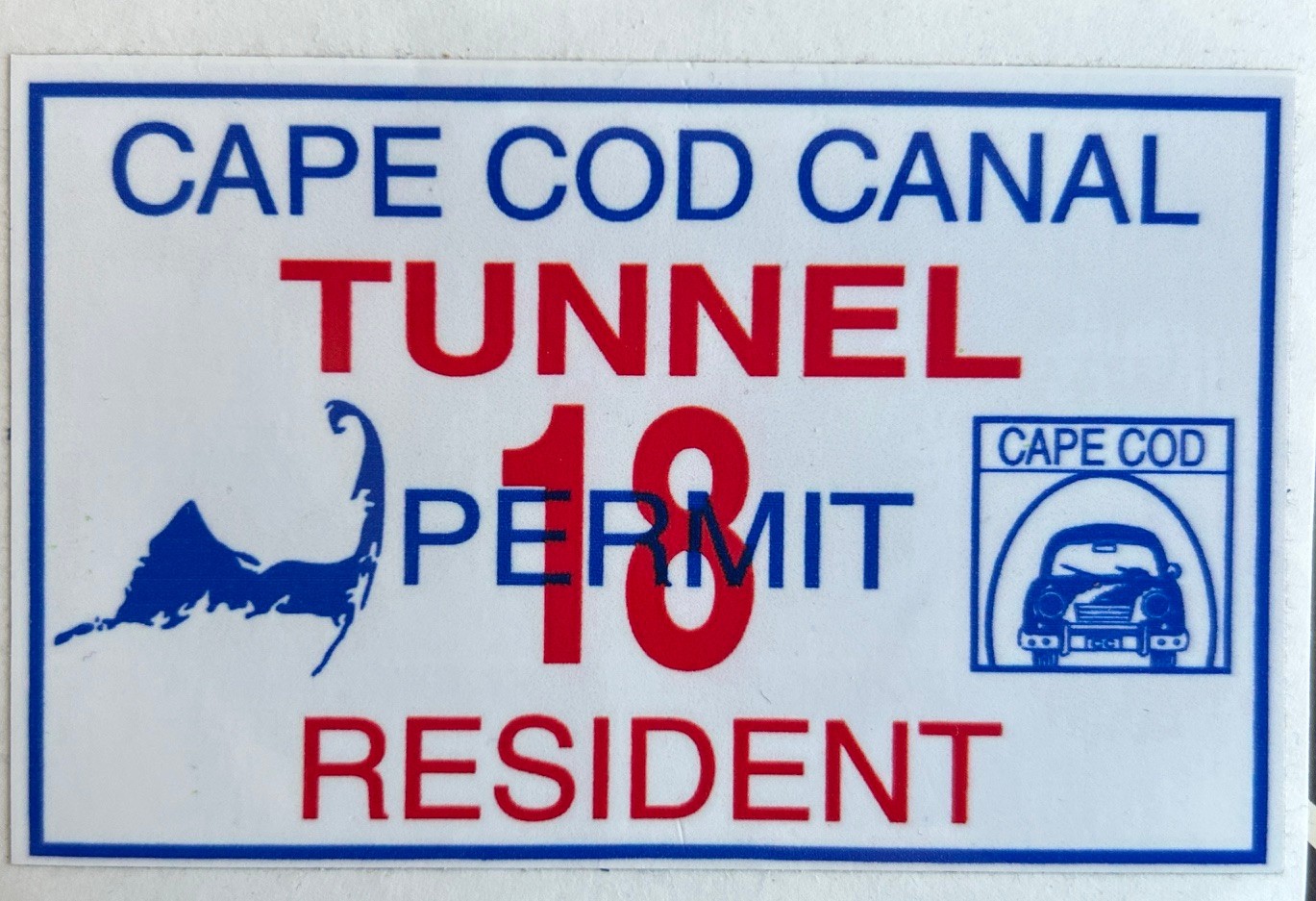 Cape Cod Canal Tunnel Resident Permit Vehicle Sticker Decal SATIRE FUNNY JOKE