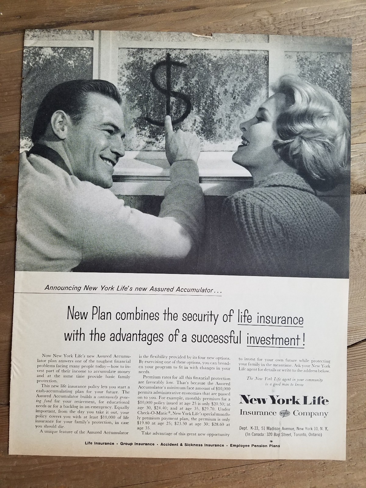 1958 New York Life Insurance successful investment ad